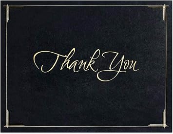 PaperDirect Thank You Certificate Jackets, 9 Inches x 12 Inches Folded, Black with Gold Foil, Certificate Cover for School, Work, Diplomas, Graduation & Awards, Certificate Holder, Pack of 50