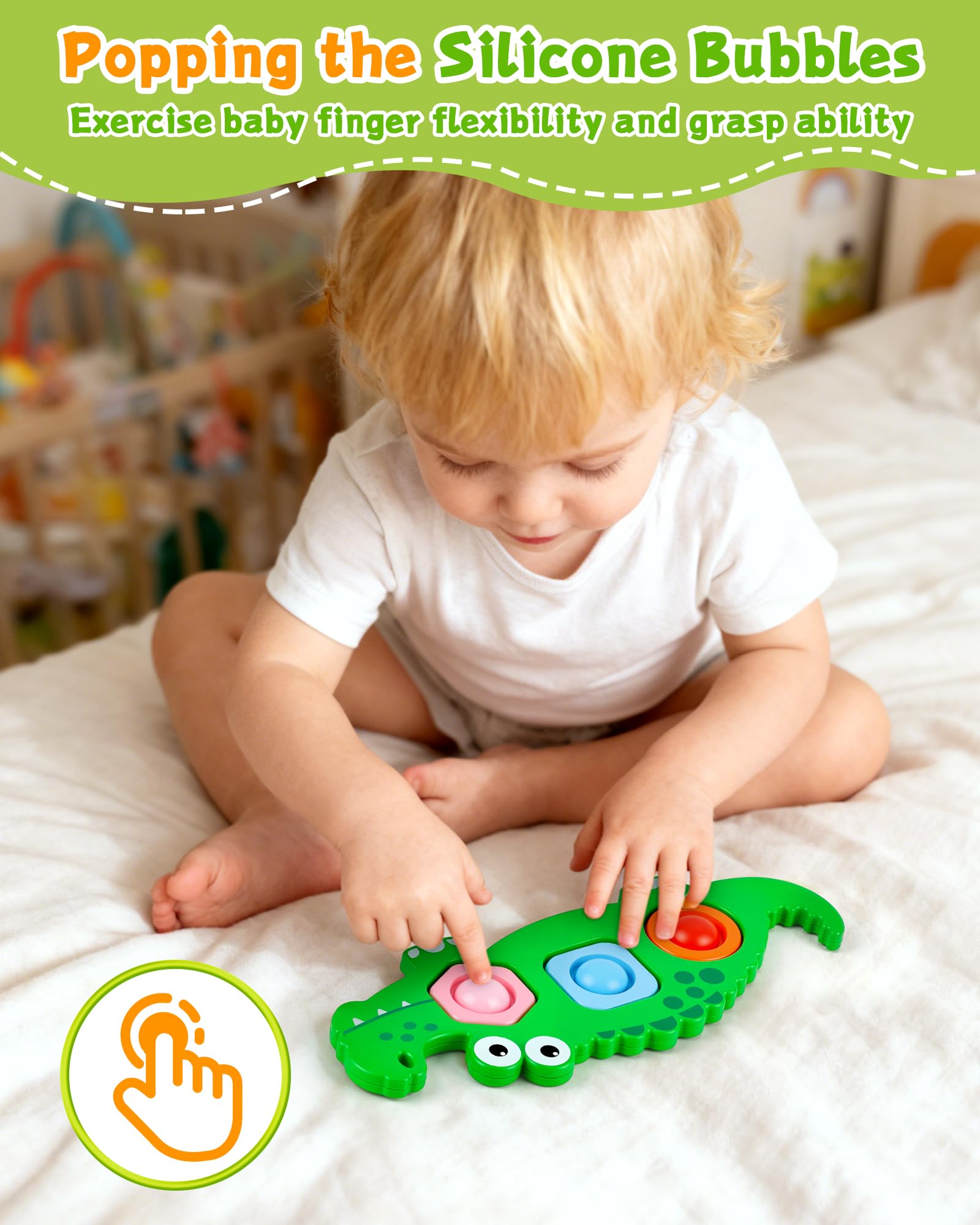 Pack De 4 Jouets Fidget Sensoriels – Bubble Popper Pour Tout-petits 12+ Mois, Formes Chenille, Crocodile Et Bus Scolaire, Cadeau Montessori