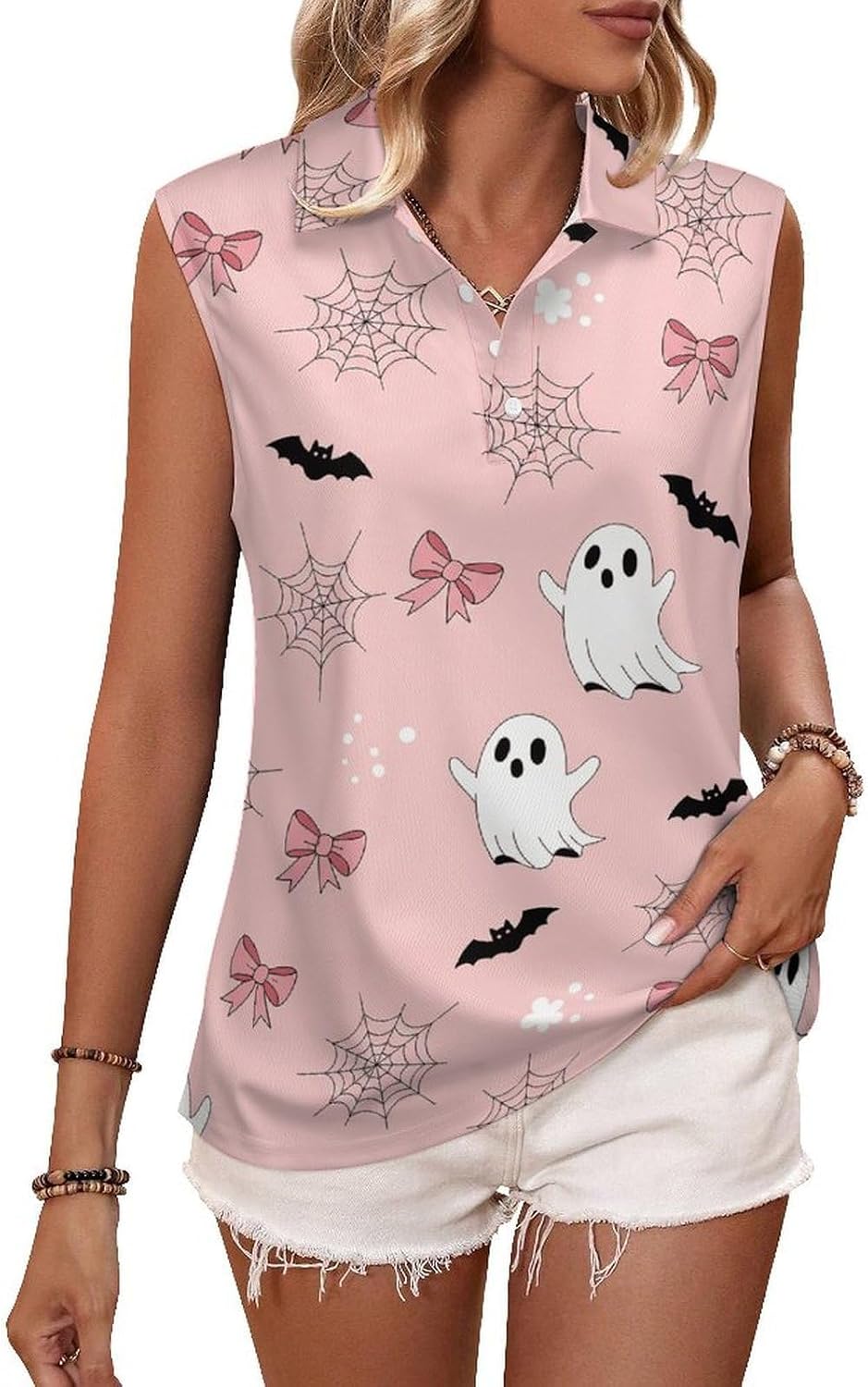 Women Polo Shirts Sleeveless Casual Wear Dry Fit Workout Athletic Tank Tops for Running Golf Tennis