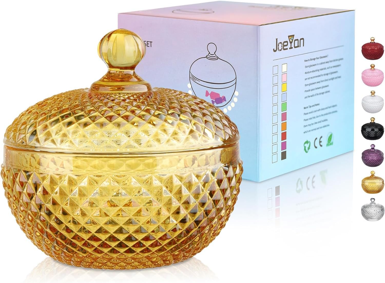 Embossed Glass Candy Sweet Jar
