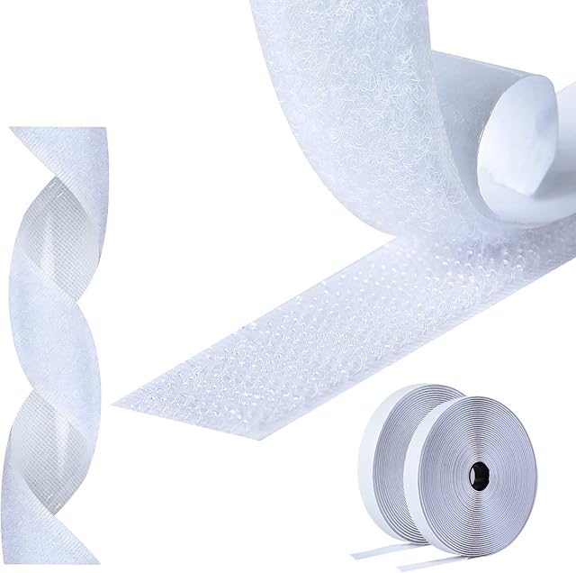 AiQInu Velcro Tape, self-Adhesive, 8 m Velcro Fastener, Extra Strong, Double-Sided Adhesive, 20 mm Wide, self-Adhesive pad, Contains Velcro Tape and Hook Tape, can be Used for Household and DIY