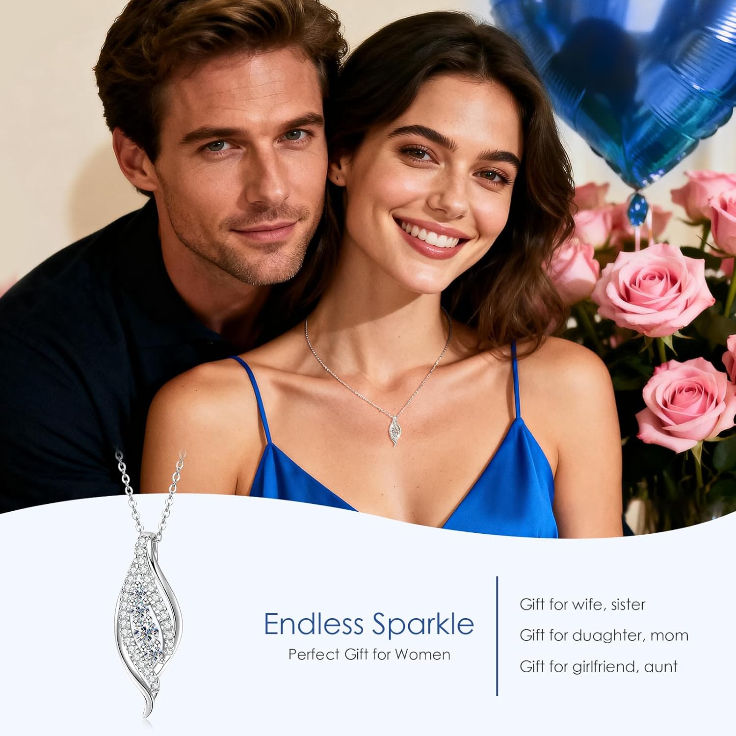 AINUOSHI Moissanite Necklace for Women - 925 Sterling Silver Moissanite Halo Pendant Necklace D Color VVS1 Clarity, White Gold Plated Dainty Necklace Jewelry Gifts for Wife Girlfriend Mom - Image 5