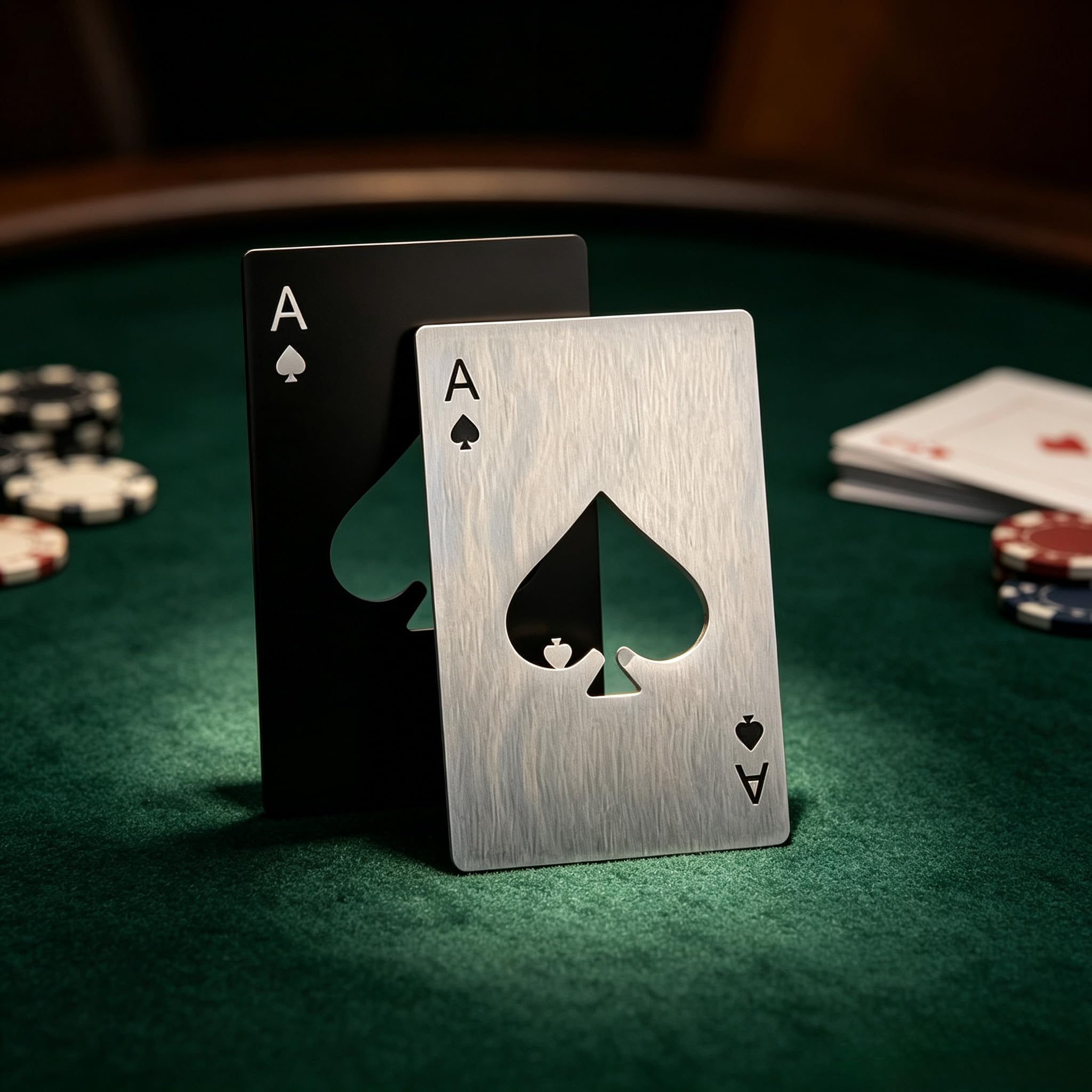 2 Pcs Ace of Spades Bottle Opener, Stainless Steel Beer Bottle Opener, Portable Poker Card Shaped Bottle Opener for Wallet, Bar, Kitchen, Party Gift for Men