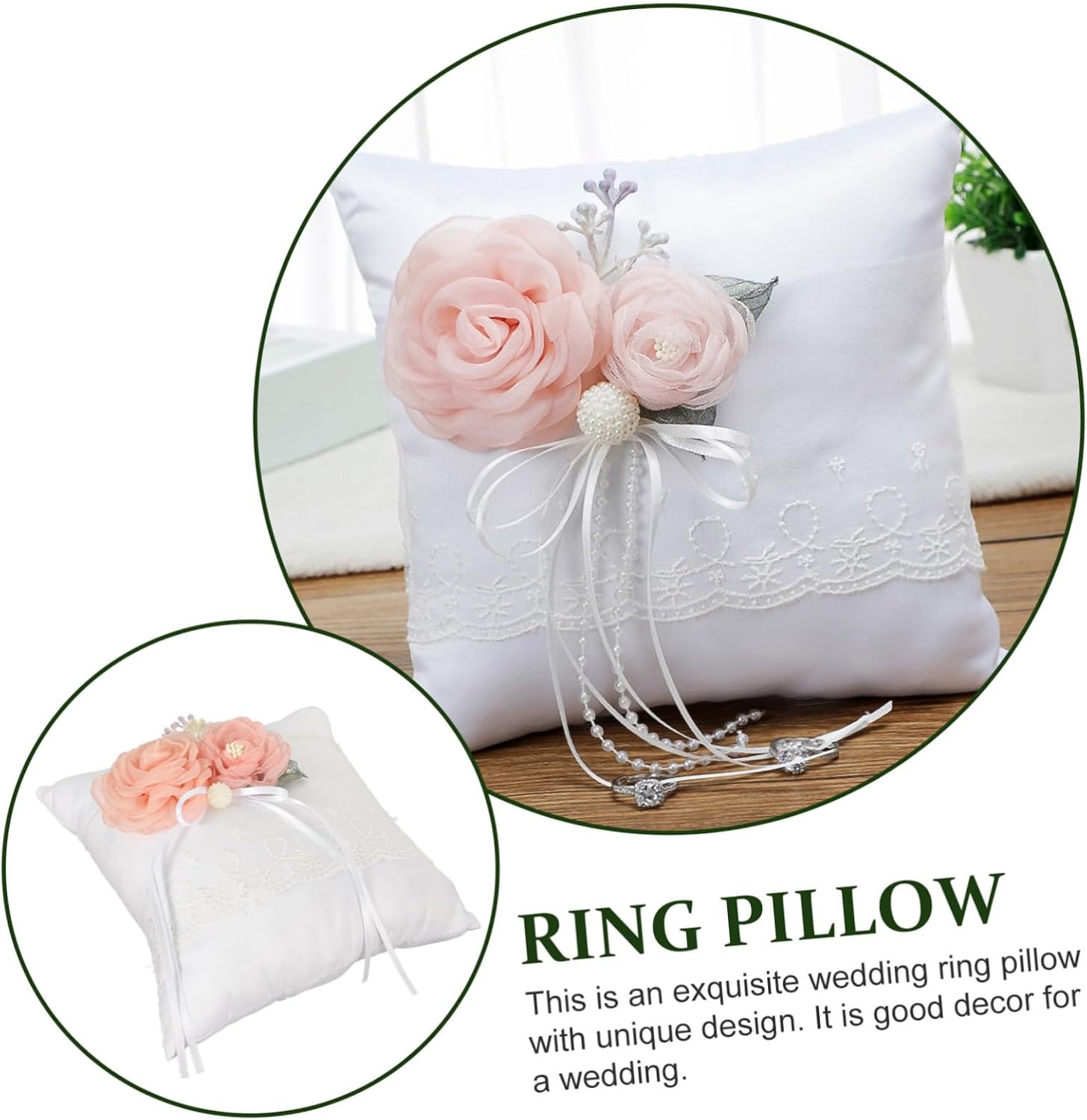 Luxshiny Wedding Heart Shape Pillow Ring Pillow for Wedding Ring Bearer Wedding Ring Holder Wedding Supply