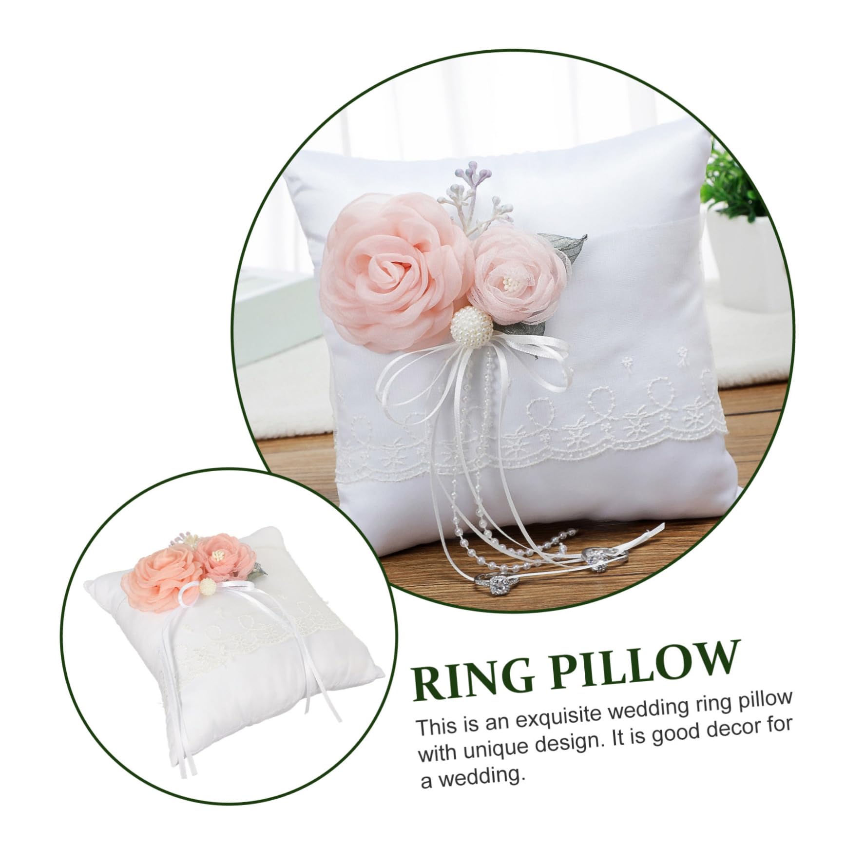 Abaodam 4pezzi Cuscino Portanello Nuziale Elegante Con Fiori Simulati Cuscino Per Anelli Da Cerimonia Decorazione Romantica Per Fidanzamento e Matrimonio Portatile e Leggero Accessorio