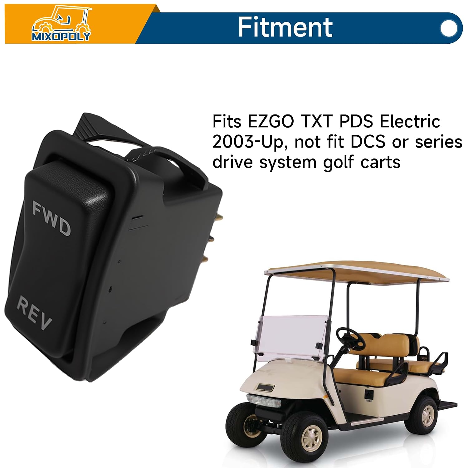 Golf Cart Forward Reverse Rocker Switch for EZGO TXT PDS 2003-Up Electric Golf Cart, Replace OEM 74323G01, 74323-G01