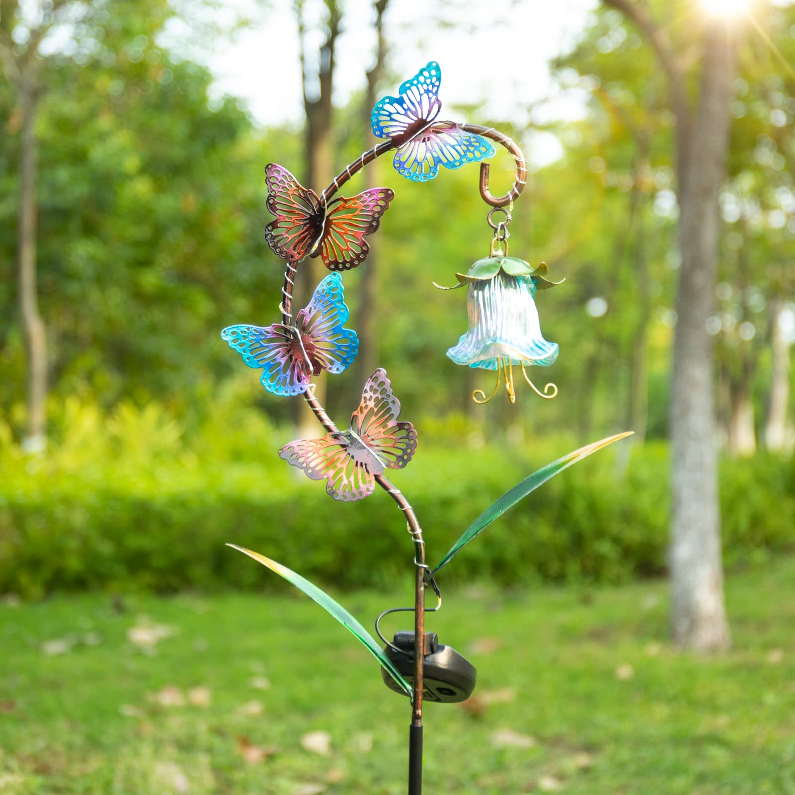 Solar Acrylic Butterfly, Hummingbird and Dragonfly Garden Stake Set of Three, 3 by 25 Inches Solar Acrylic Butterfly, Hummingbird and Dragonfly Garden Stake Set of Three, 3 by 25 Inches