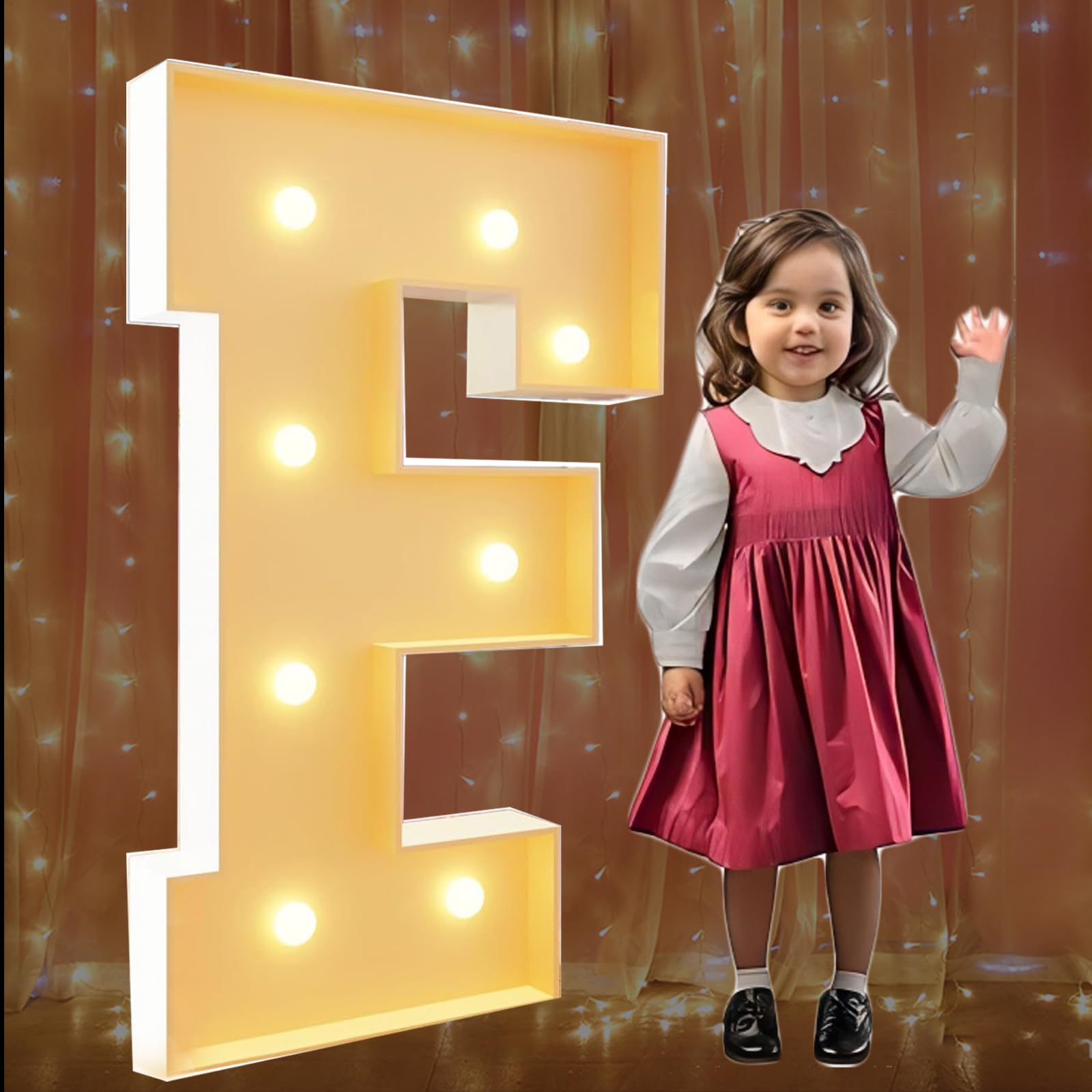 2.3Ft Marquee Light Up Letters F Large Marquee Letters for Birthday Party Decoration Giant Mosaic Letters for Balloons Wedding Decor Light Up Big Block Letters Pre-cut Frame — image 1