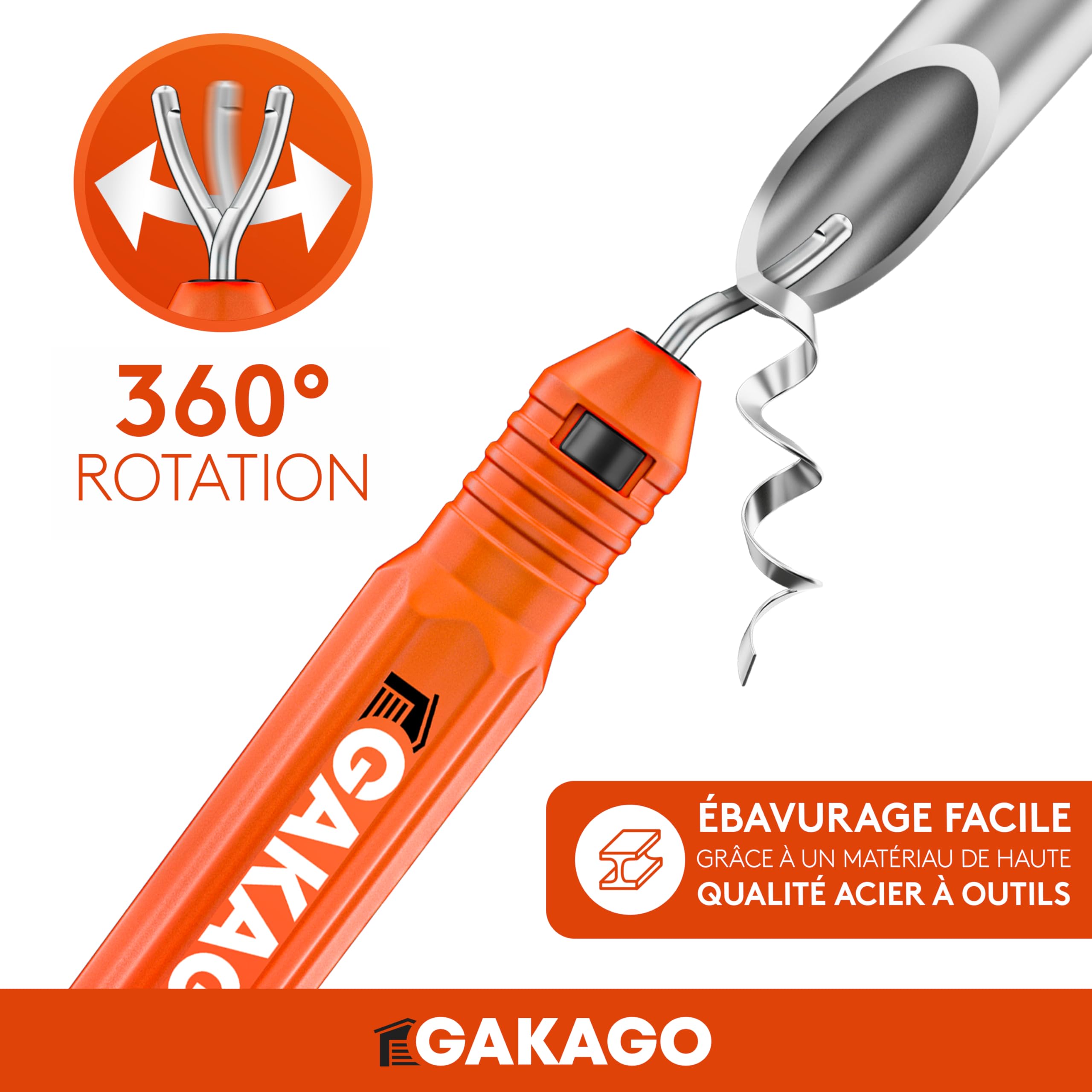 Gakago Coupe-tubes 3-50mm avec ébavureur - coupe-tubes polyvalent pour tous les métaux courants comme l'acier inoxydable, le cuivre, l'aluminium, l'acier ou le plastique (par ex. PVC & PE)