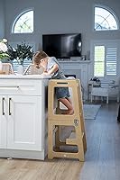 Vista 6 de Avenlur Date - Taburete plegable 4 en 1 para niños pequeños con pizarra, escritorio y silla, taburete de cocina estilo Montessori y Waldorf