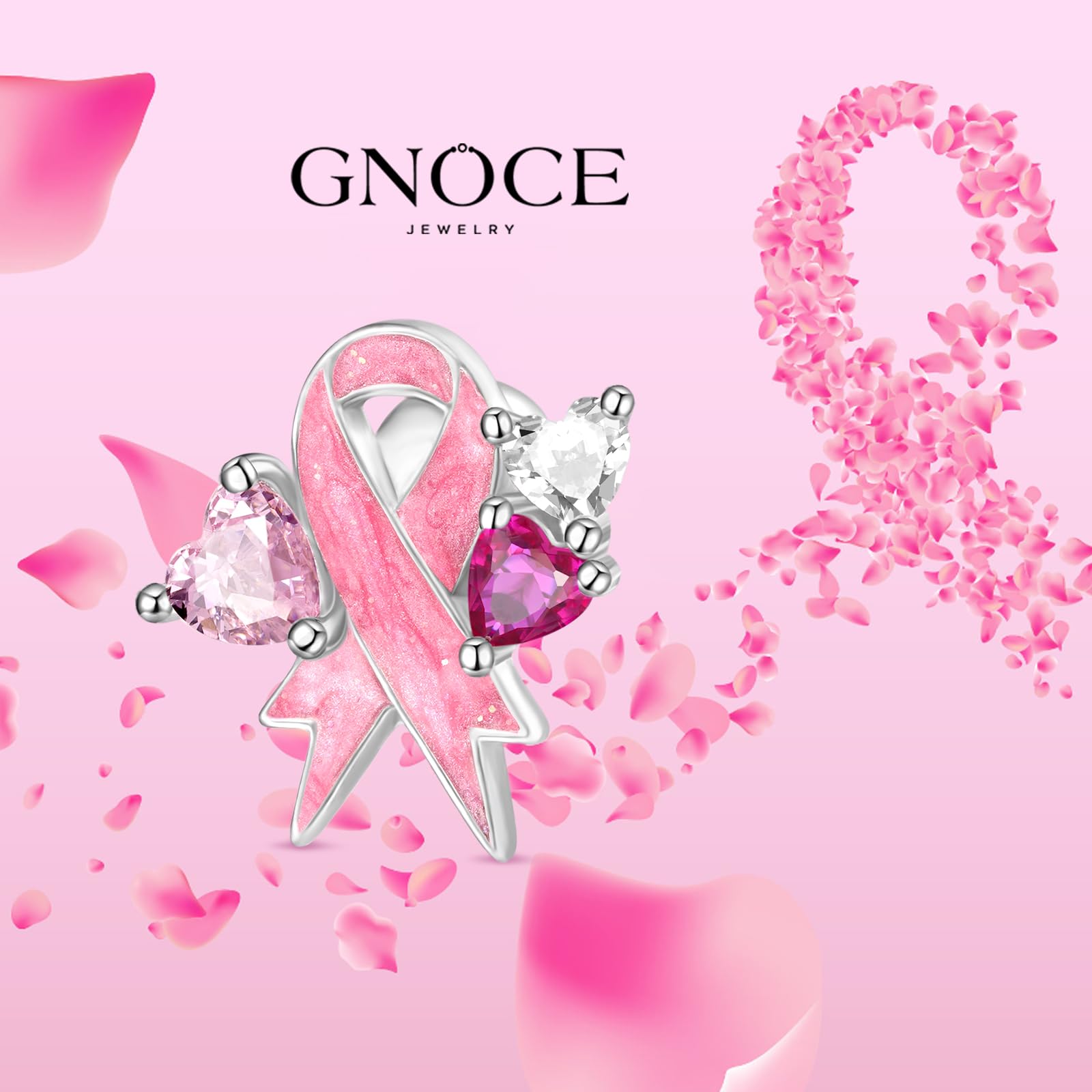 "Consapevolezza Del Cancro Al Seno" Ciondolo di Nastro Rosa in,Argento Sterling 925 Ciondolo Per le Donne Regalo Per Lei e Per La Mamma
