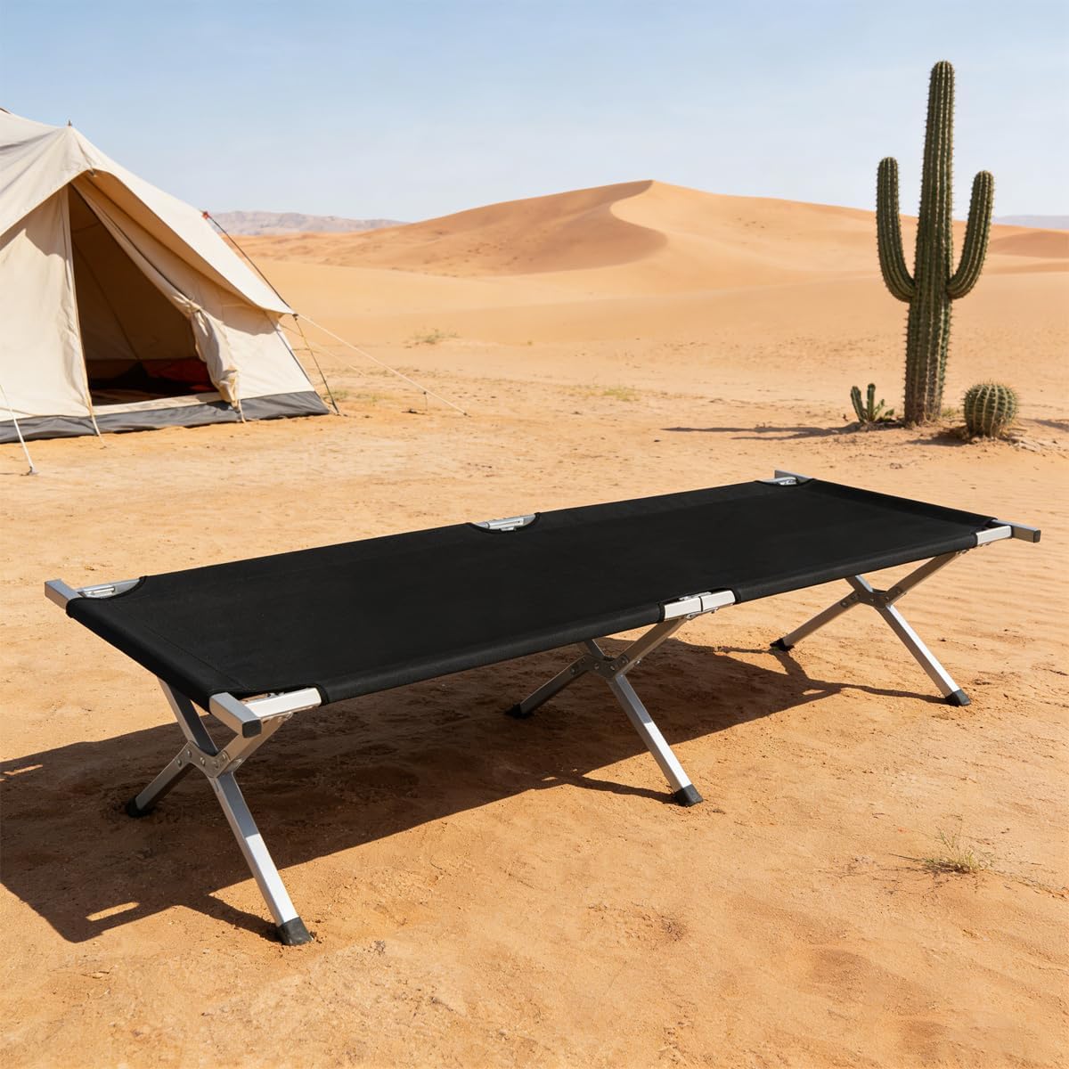 Portable Camping Cot,Folding Camping Cot for Sleeping,for Camping, Hiking, Travel, Truck, Beach, Office Nap (Black)