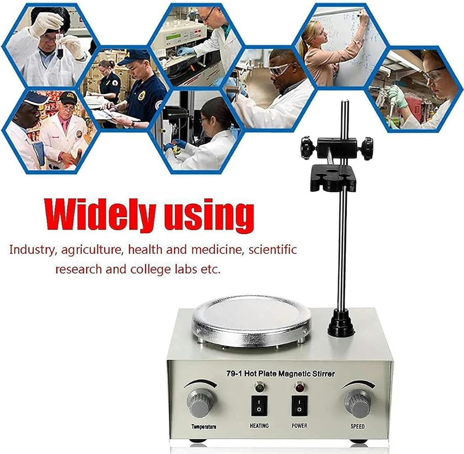 XENITE Lab Heating Stirrer, Thermostatic Magnetic Mixer Machine, 1000Ml Hot Plate Stirrer, 0-2400R/Min, 0-100℃, 12×12cm Working Plate