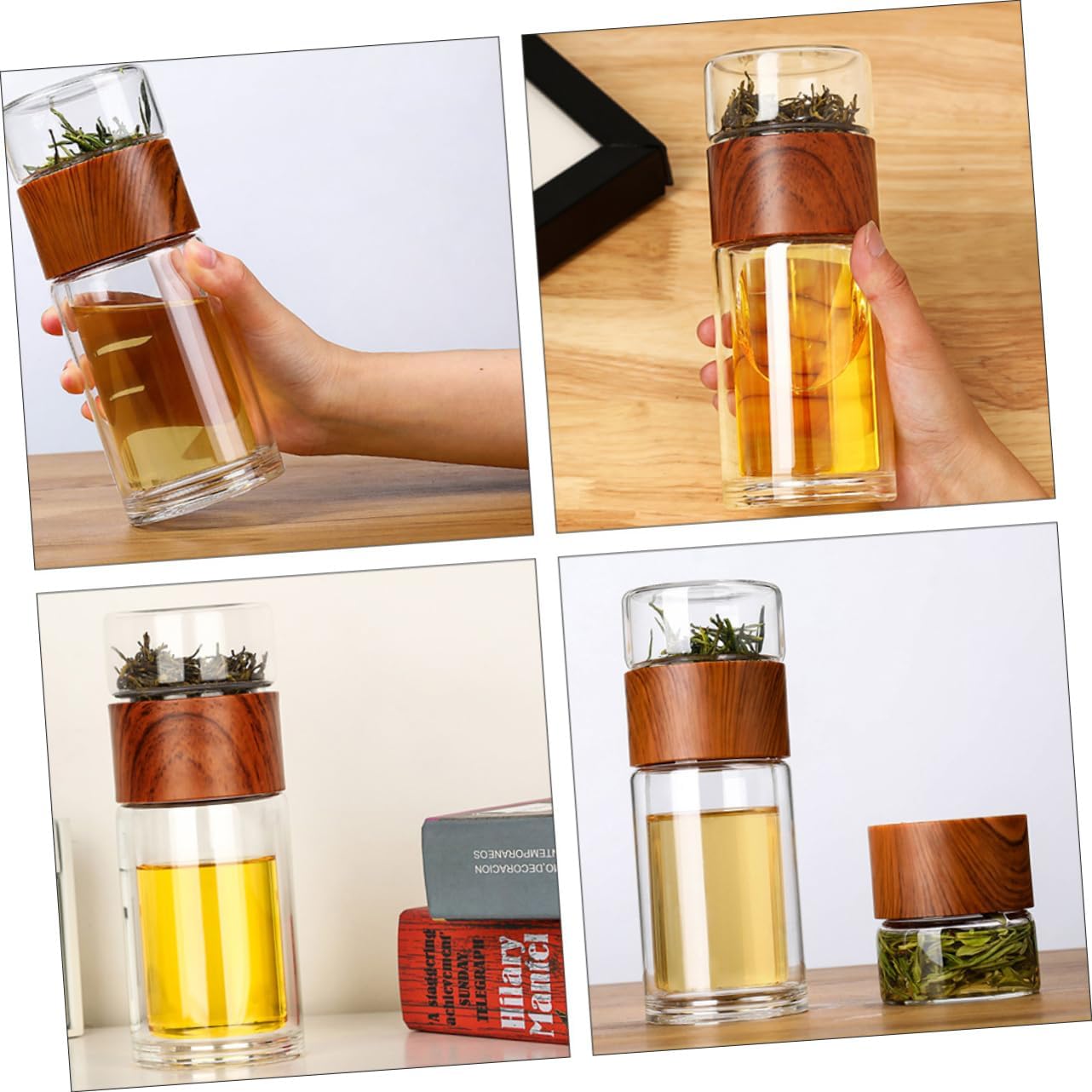 GLEAVI 1Pc Glass Tea Infuser Bottle Double Wall Mug for Home Travel Preserves Flavor Lightweight Design Smooth Drinking Experience