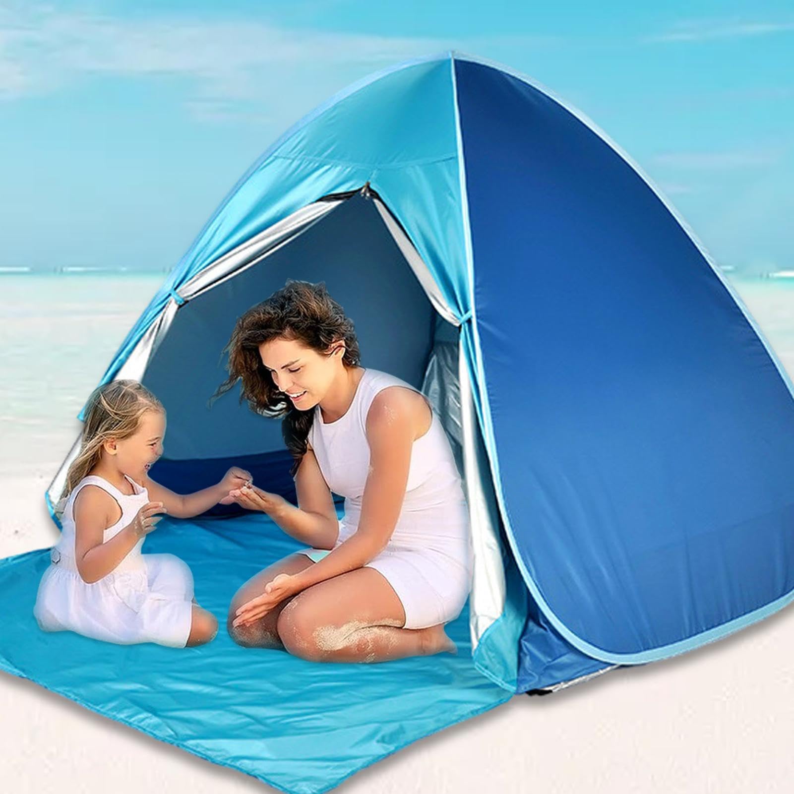 Strandschattenzelt zum Aufklappen – einfach aufzubauen, tragbarer Sonnenschutz, sofortiges Zelt für den , Anti-UV-Sonnenschutz, sofortiges Zelt für , 