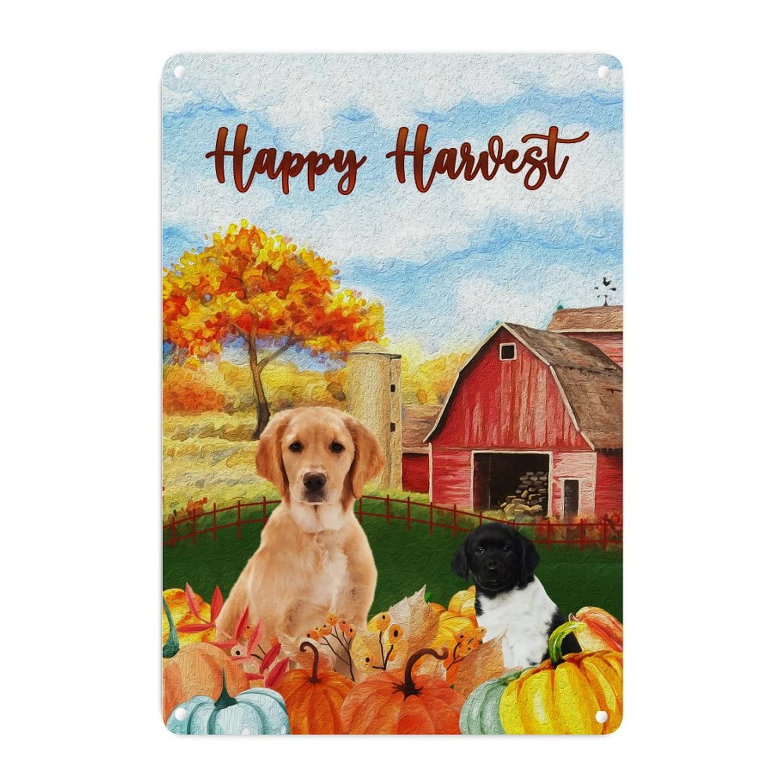 Plaque métal Happy Harvest décoration automne et Thanksgiving maison