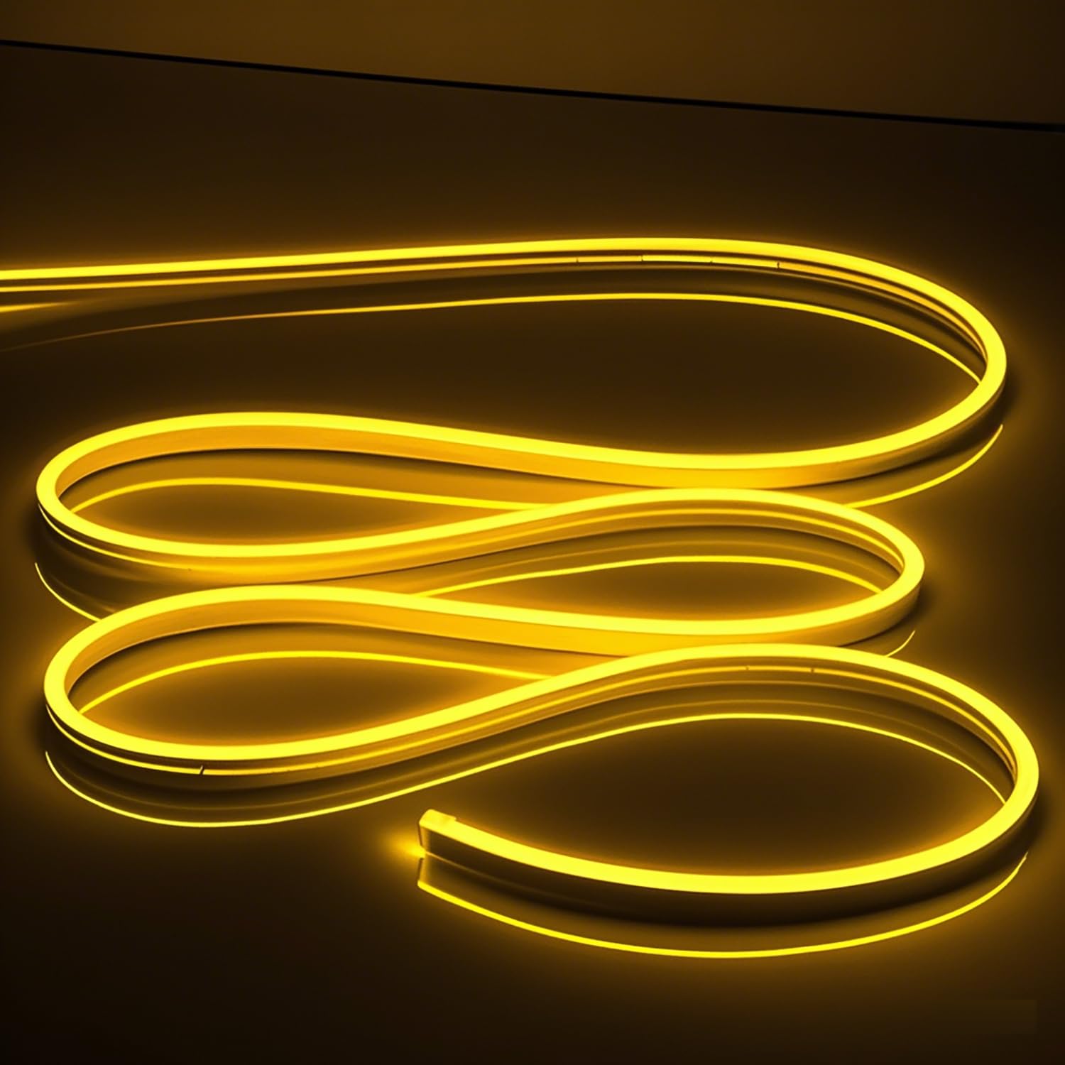 OWOFYDR Neon Light Strip 16.4FT/5M- Bright, Non-Glaring & Waterproof Neon Rope Lights for Indoor & Outdoor Decor,?No Power Adapter? Yellow,neon led Strip Lights