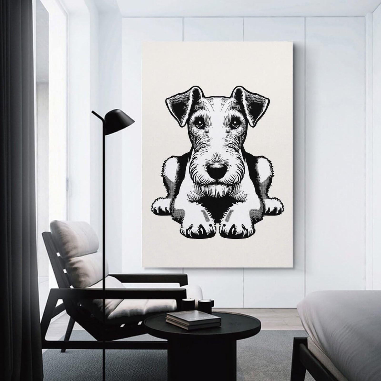 Junmoney Decorative Canvas Print Fox Terrier, 24x36inch(60x90cm), for Office, Study Or Home Workspace, Decorative Artwork for Productive Spaces