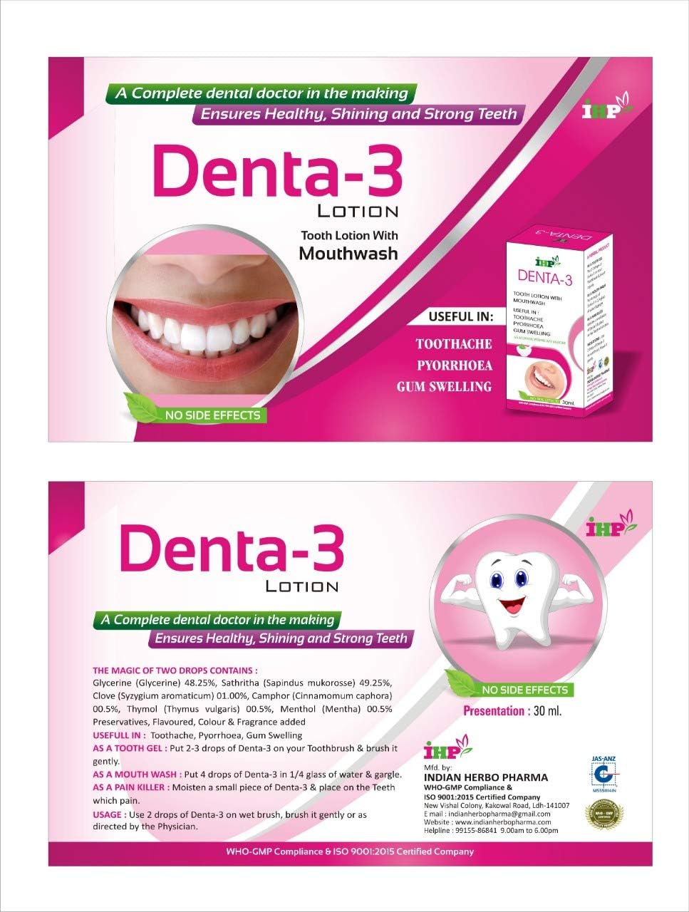 Healthcam Remdies Ayurveda Denta 3 Tooth Lotion 30ml (Buy 1 Get 1 Free) Offers