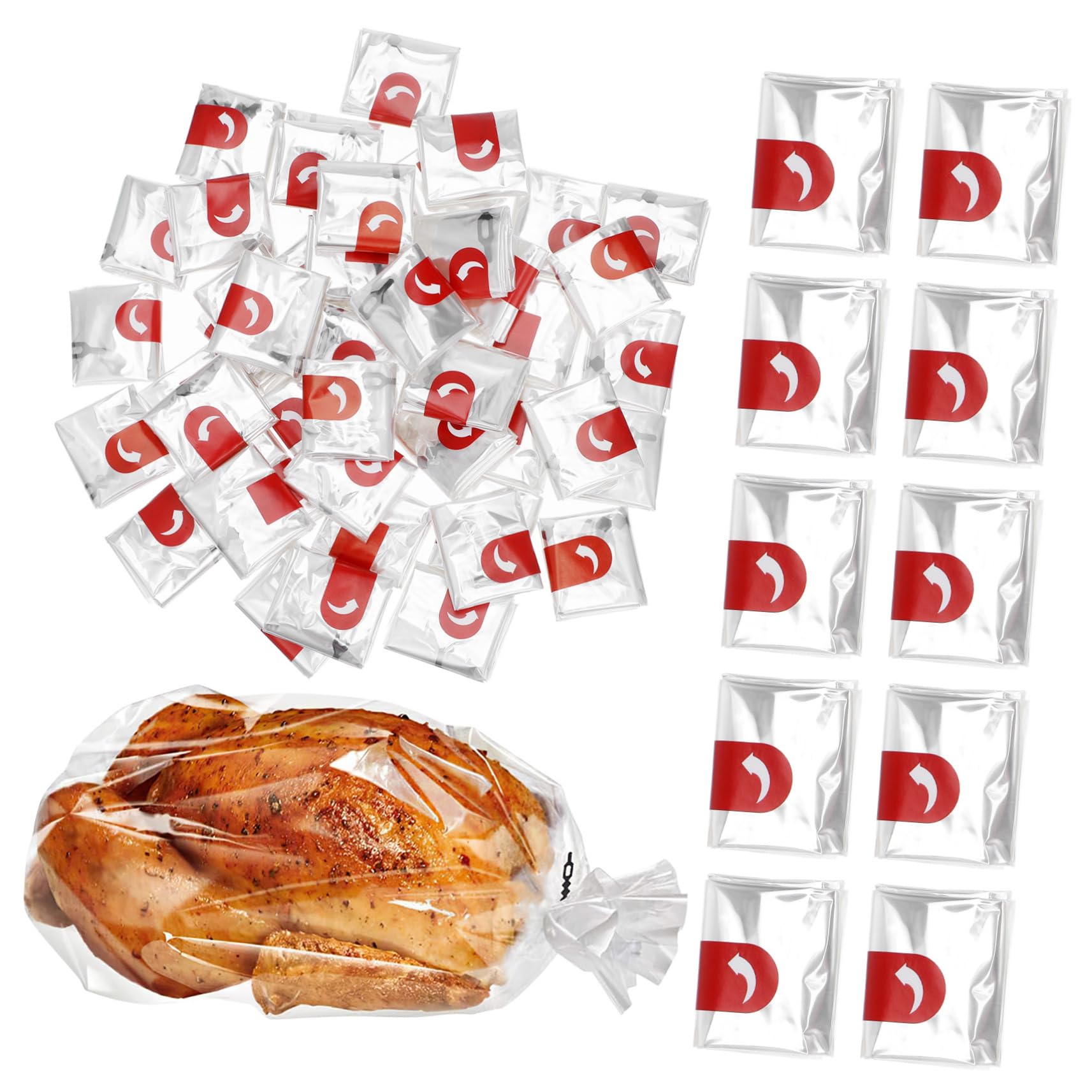 GLEAVI 50Pcs Oven Roasting Bags Pet High Heat Resistant Cooking Bags for Turkey Chicken Sandwiches Oven Microwave Grill Use 14.96X9.84 Inches