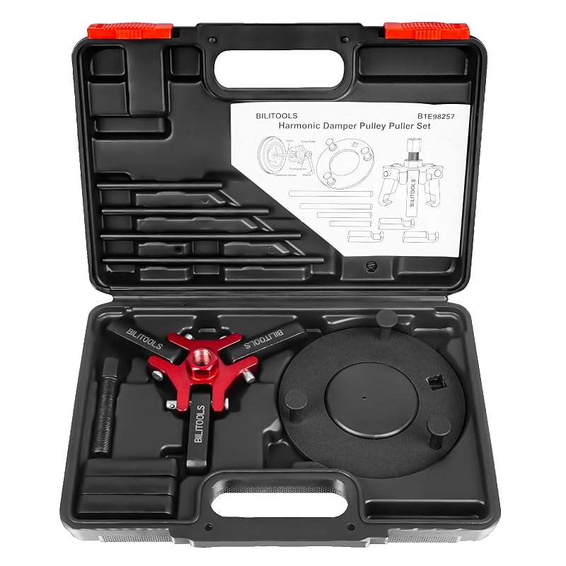 BILITOOLS Kit de Extrator de Polia do Virabrequim com Extrator de 3 Garras e Ferramenta de Fixação