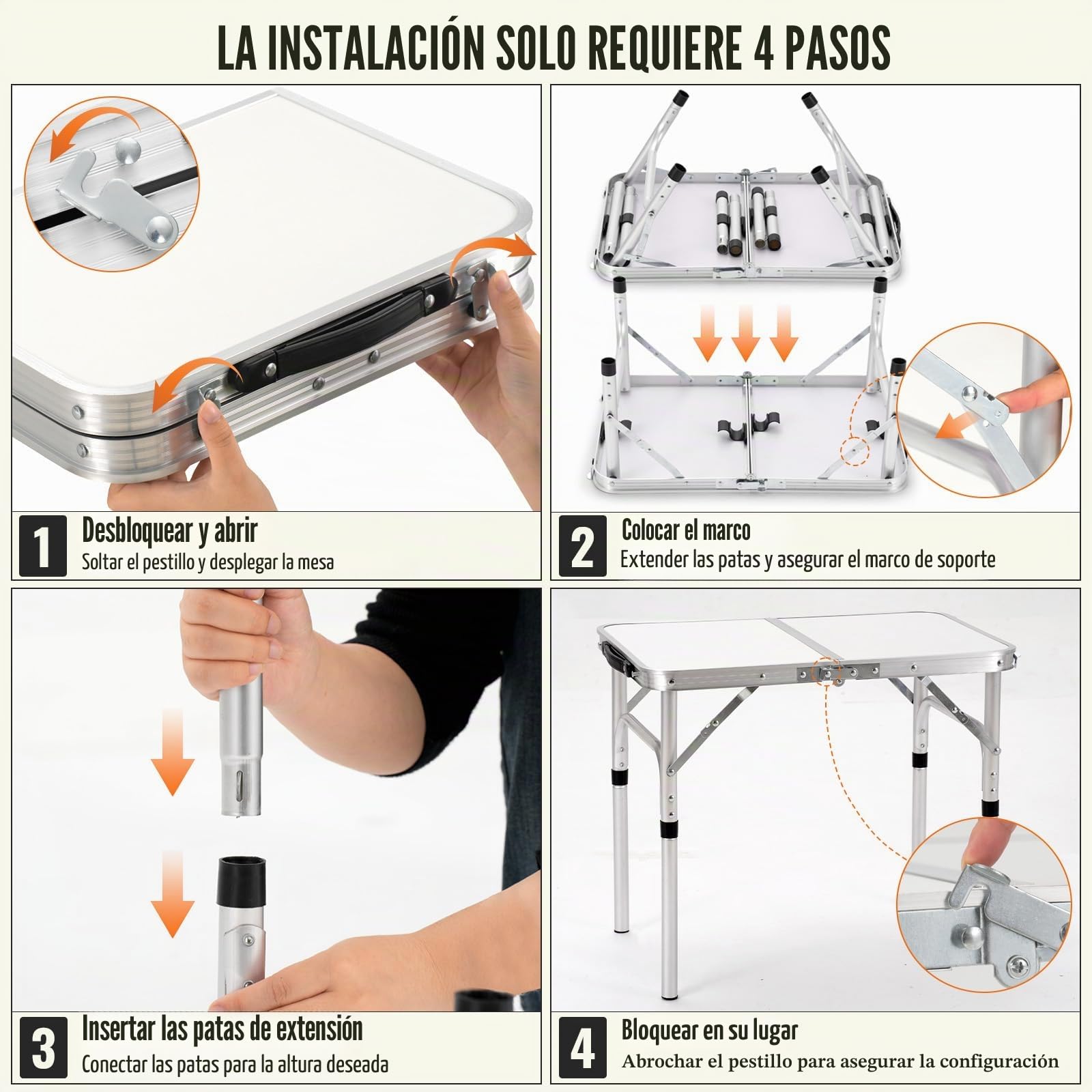 Velway Mesa Plegable Camping 60x40cm Portátil Aluminio