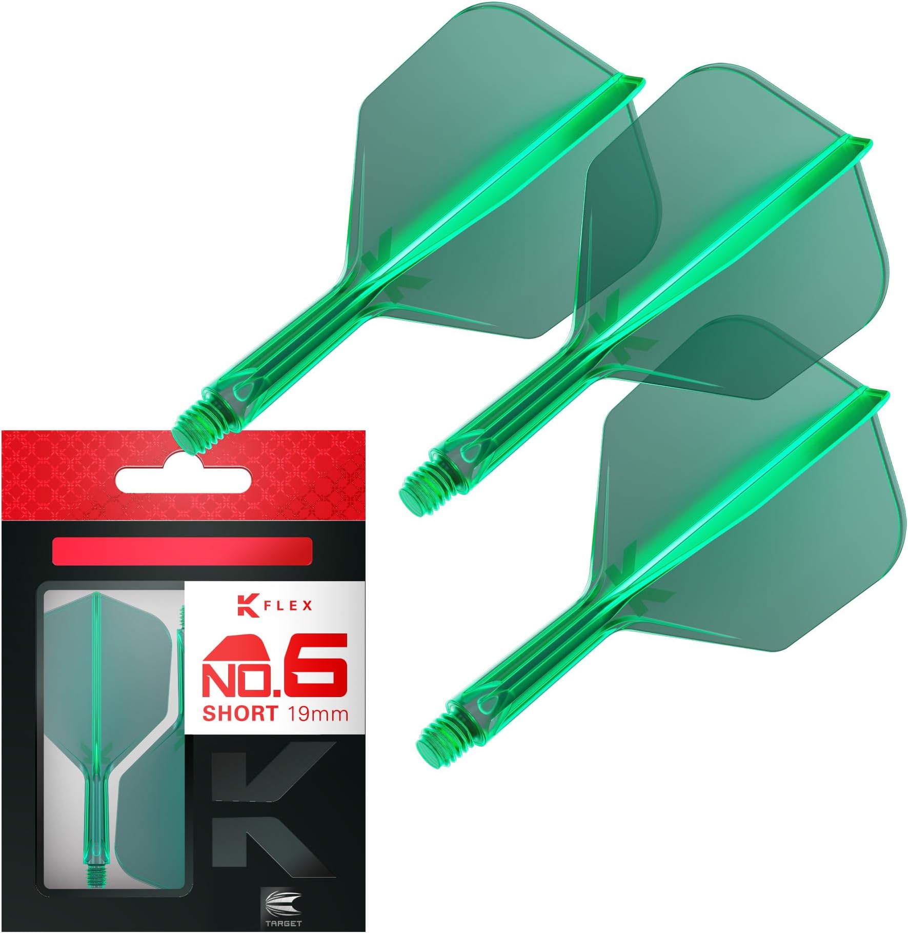 Target Darts K Flex Integrated Dart Flight and Shaft, No.6 | 3-Pack K-Flex - No. 6, Kflex Precision-Molded 2-in-1 Dart Flights and Dart Shaft | Professional Dart Accessories