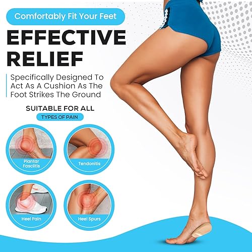 Miniatura 5 de Cojines de talón para aliviar el dolor de talón (paquete de 42 pares)  Inserto de cojín para espolones de talón y absorción de golpes, almohadillas