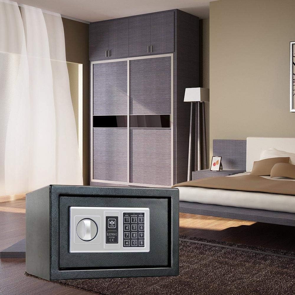 Safes Steel Digital Safe Deposit Box with Keypad Protect Money Jewelry Passports-For Home or Business Cabinet Safes/Black/31X20X20Cm