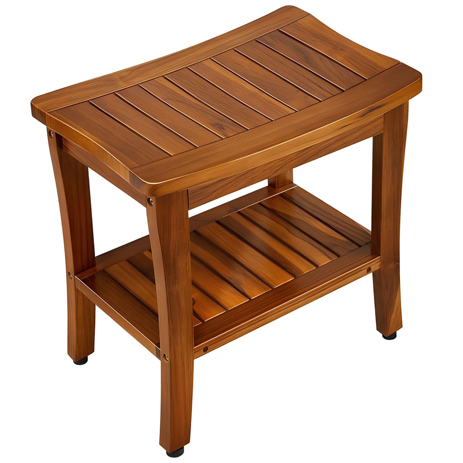 Tabouret de bain en teck antiderapant pour securiser la douche des seniors