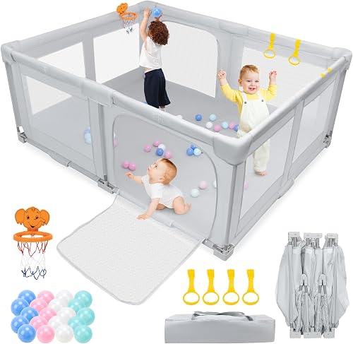 Growithu Parc pliable pour bébés et tout-petits - 180x150…