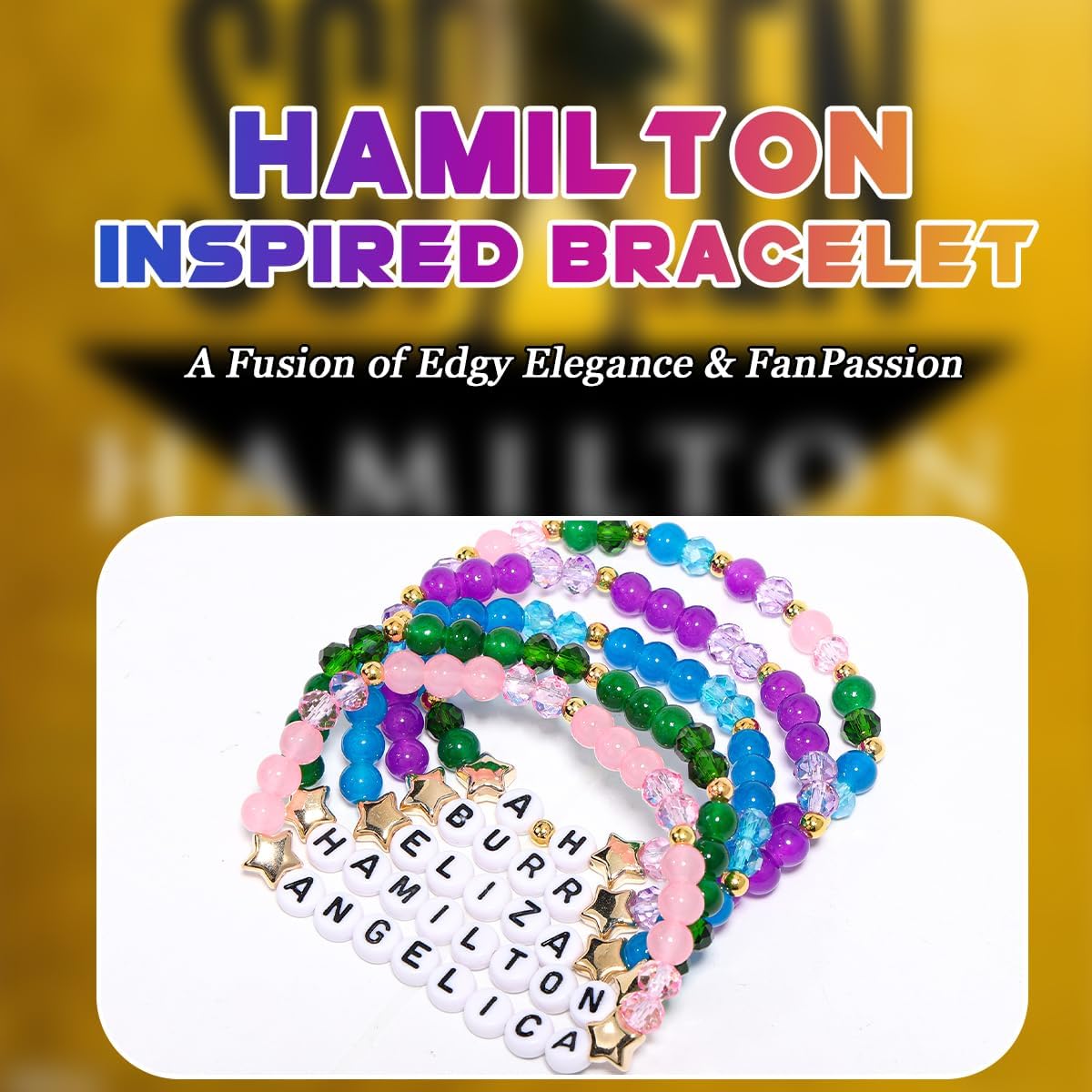 AICase for Hamilton Merch Gifts Crystal Inspired Bracelets 5 Pcs Stackable Stretch Friendship Beaded Bracelets Merchandise Jewelry Gifts for Fans Birthday Christmas Stocking Stuffers_3208 - Image 2