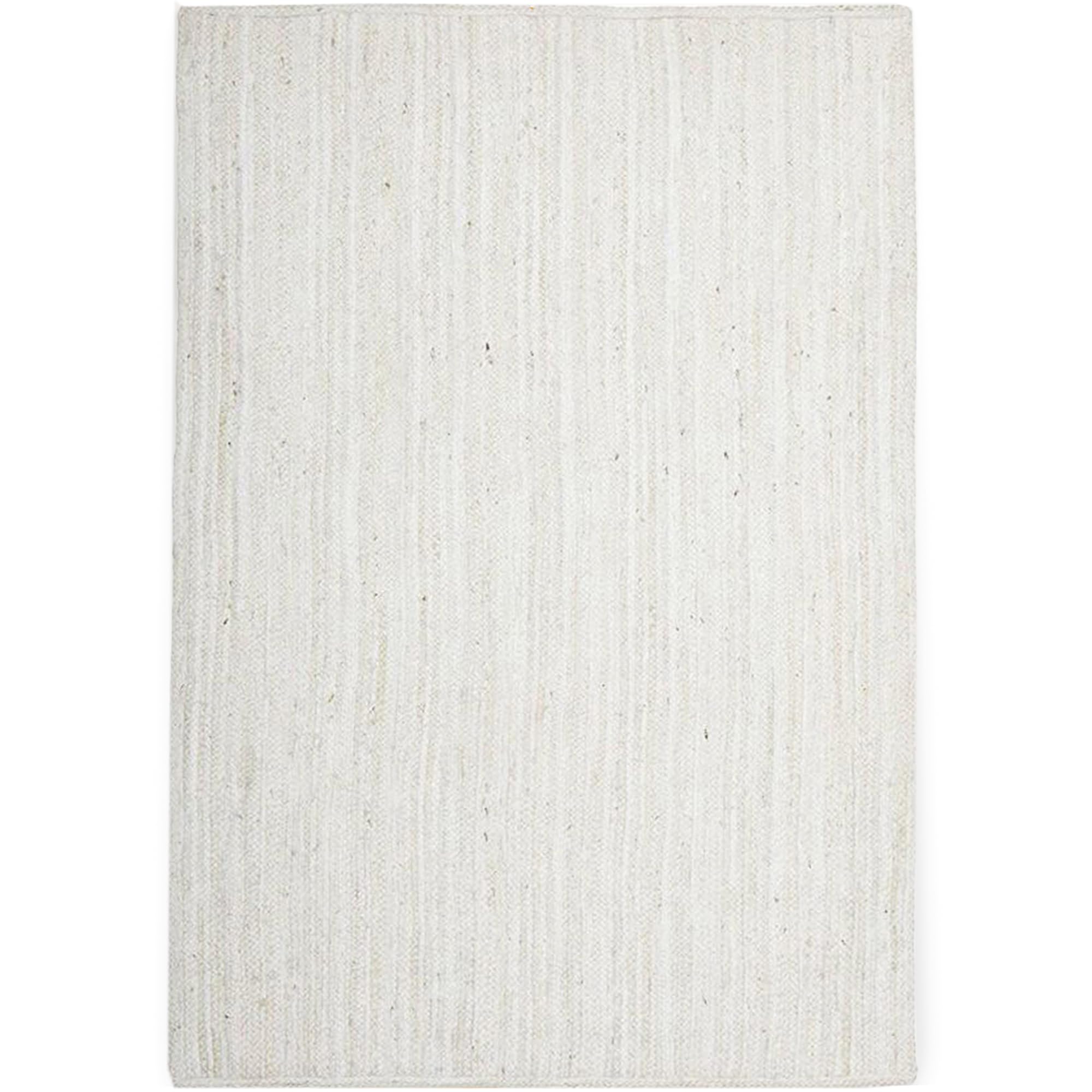Farmhouse Rectangle Area Rug 3x5 Ft Natural Hand Made Jute Rugs Solid White Pattern Boho Jute Rug for Living Room, Dining Room, Bedroom, Pet-Friendly,