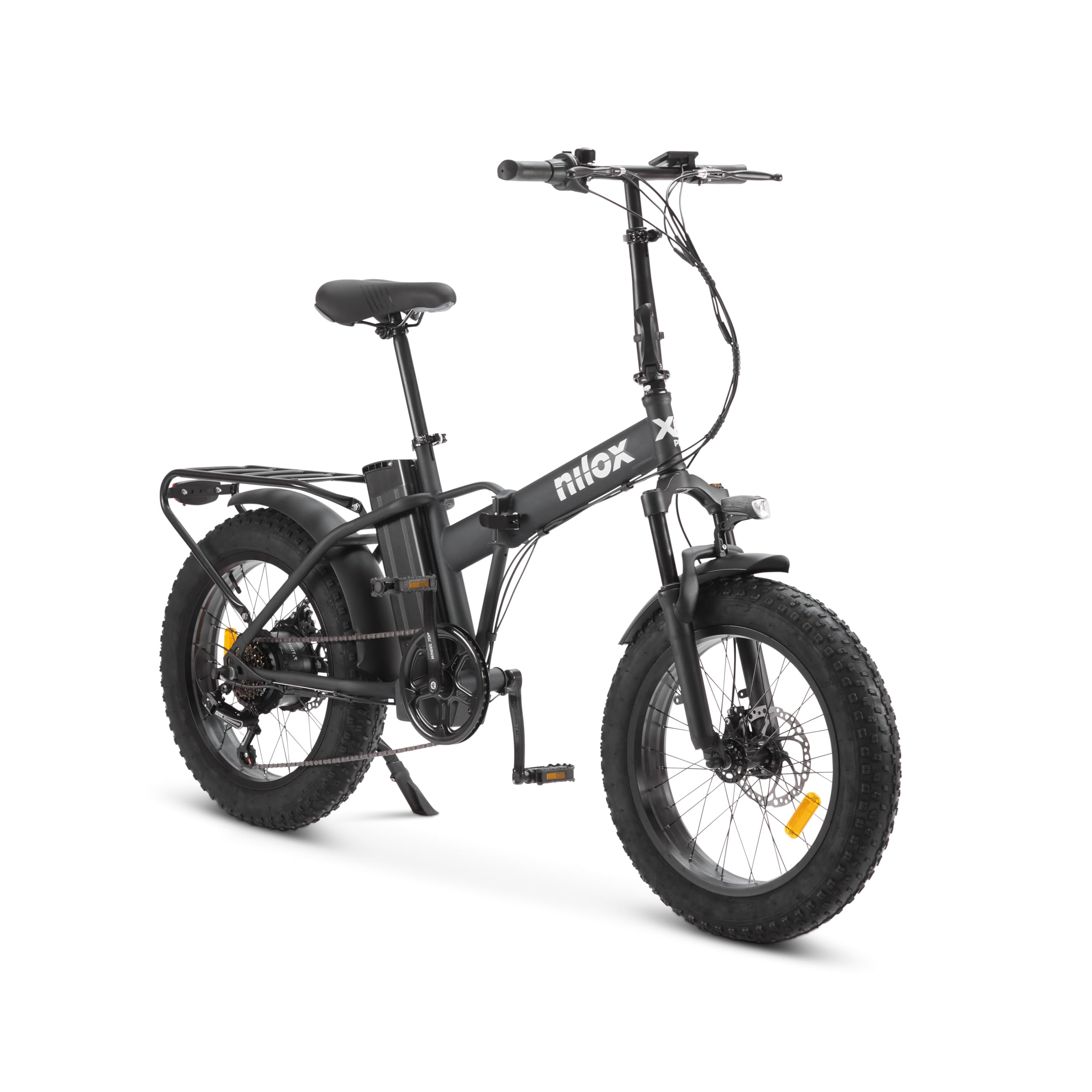 Nilox, Ebike X8 Pro, Bici Elettrica Pieghevole, Fino a 70 km di Autonomia, Fino a 25 km/h, Motore 36V/250W e Batteria Removibile, Ruote 20”, Cambio Shimano 6 Velocità, Freni a Disco, Nera