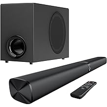 Sound Bar with Subwoofer, 110W Sound Bar with Adjustable Deep Bass &amp; 3 EQ Modes, Bluetooth/ARC/Opt/AUX Connect, Sound Bar for Smart TV