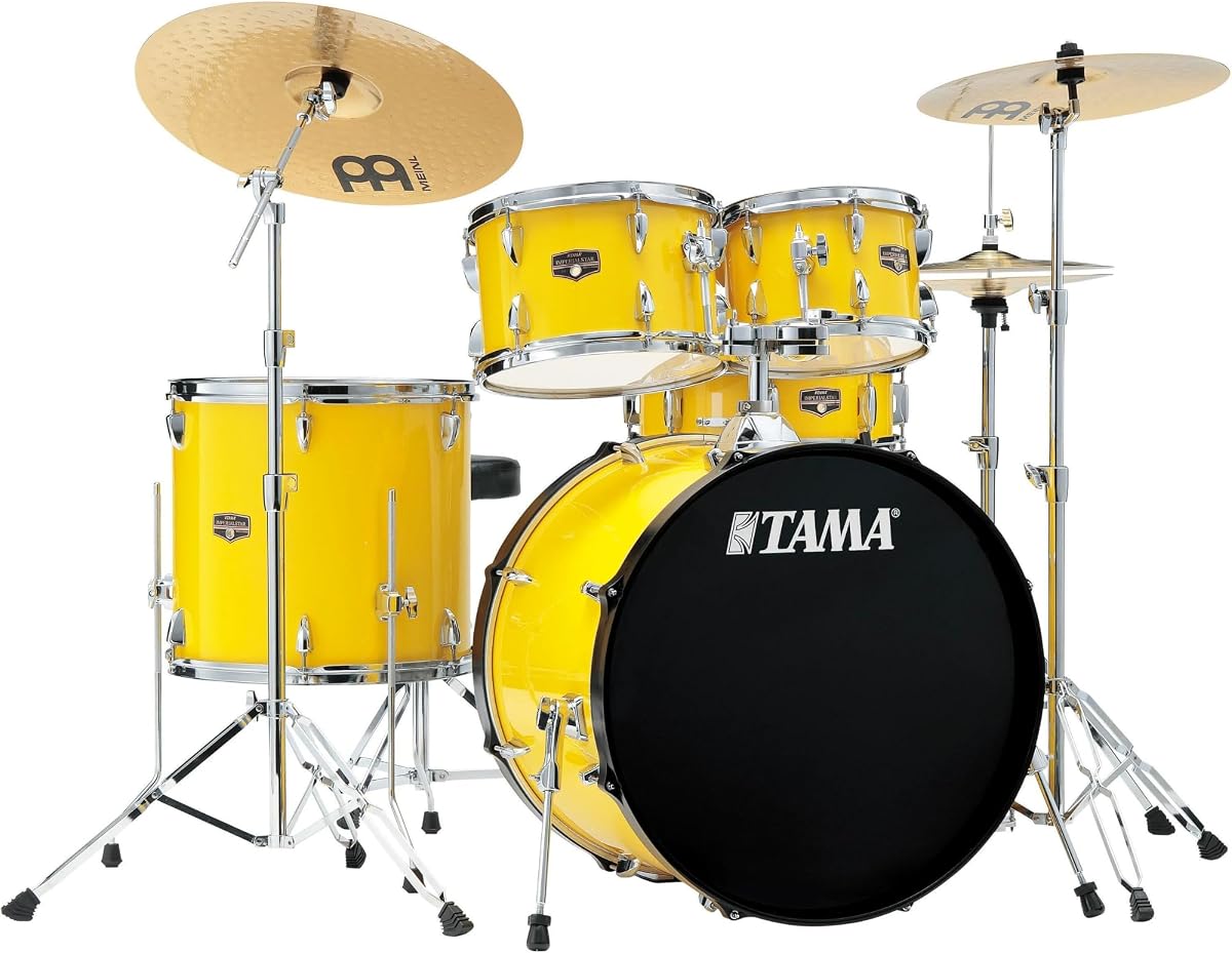 Imperialstar IE52C 5-piece Complete Drum Set with Snare Drum and Meinl Cymbals - Electric Yellow