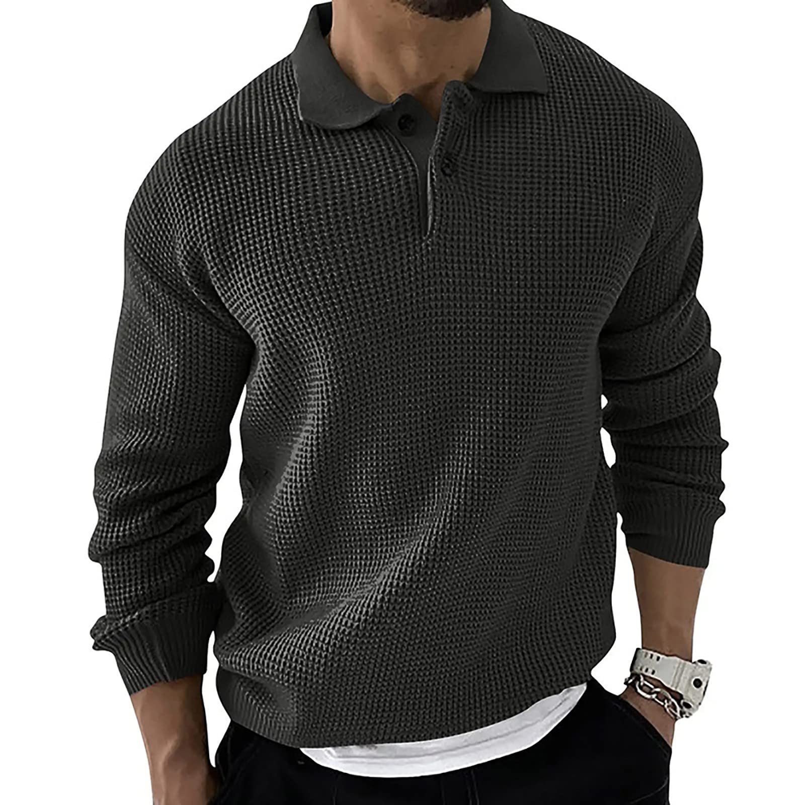 Genérico Jersey De Hombre De Invierno - Jerséis para Hombre Suéter para Hombre Suéter Suéter Suéter Suéter Acanalado Recortado Recortado de Punto Turndown Moderno Contemporáneo Wea Diario