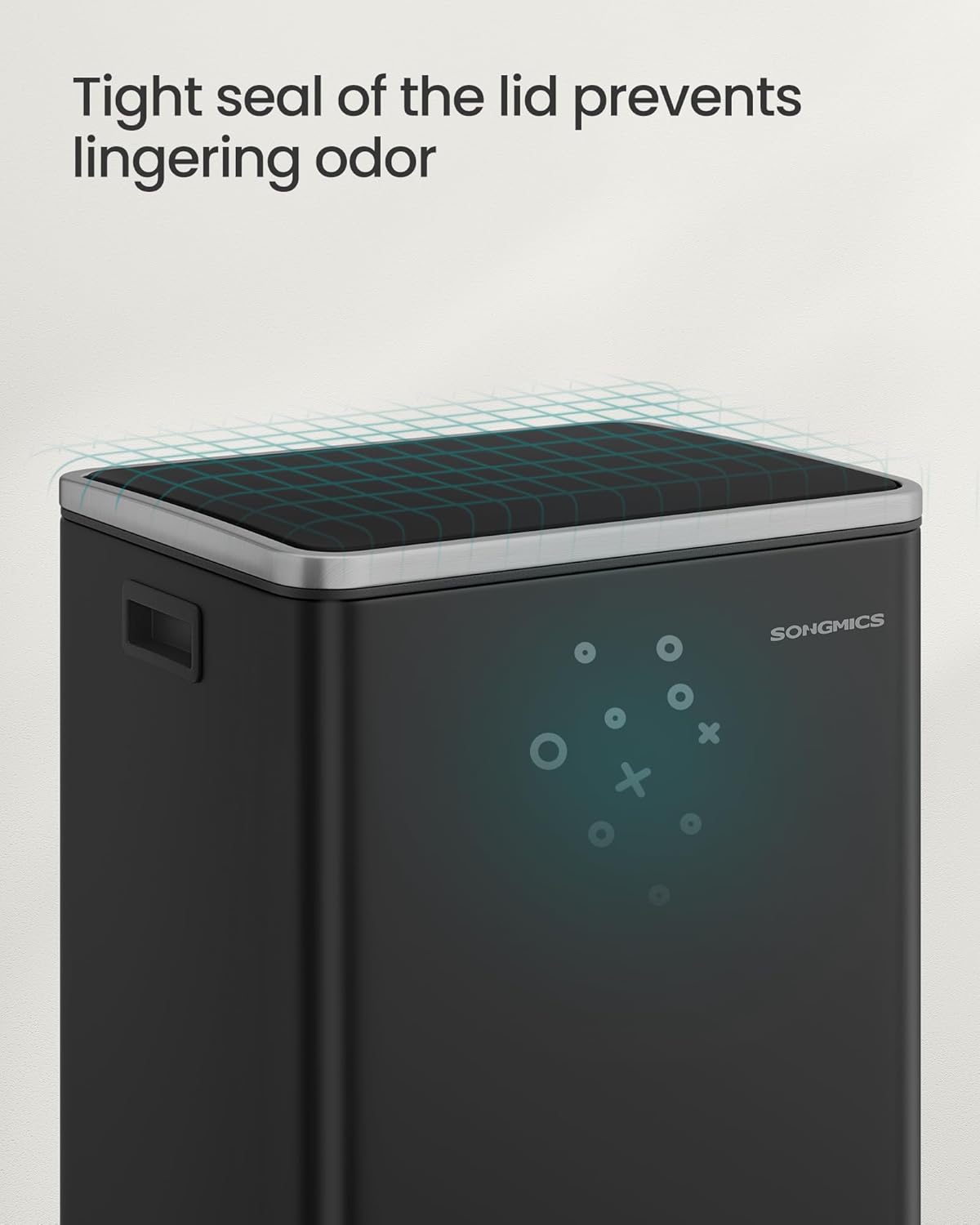 SONGMICS Trash Can, 13-Gallon Gabbage Can, with 15 Trash Bags, Steel, with Soft-Close Lid, Removable Inner Bucket, Handles, Ink Black ULTB595B01V1 - Image 7