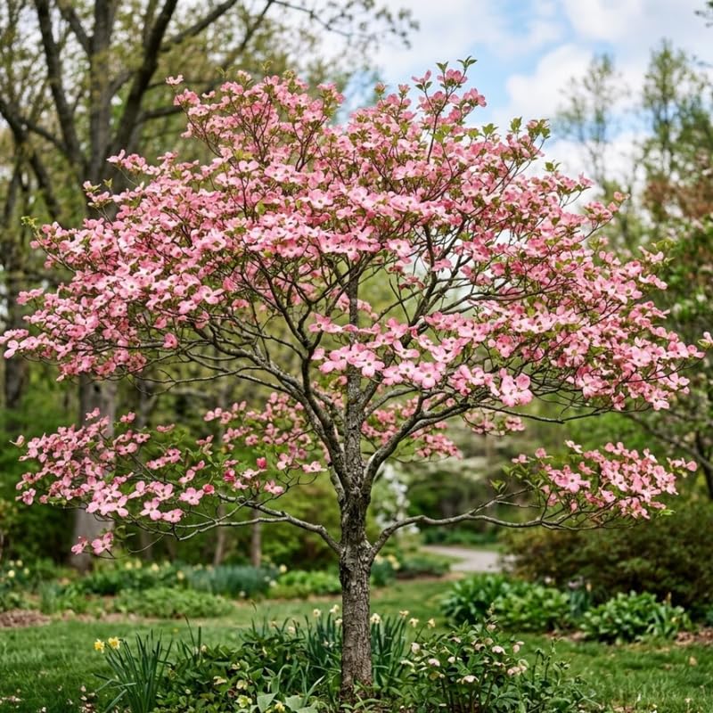 Pink Flowering Dogwood Tree - Cornus Florida in Quart Pot - 12-18 Tall Live Tree for Pollinator Gardens