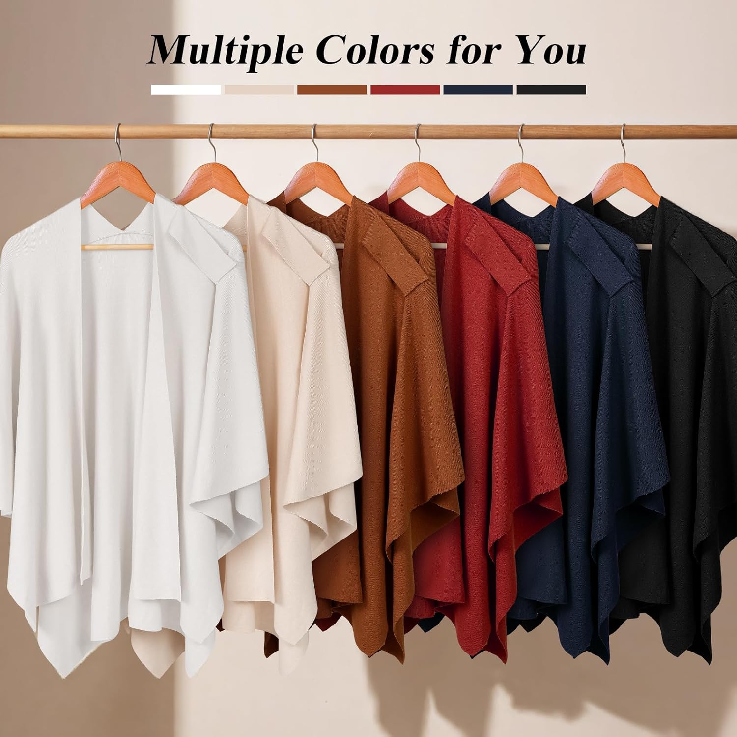 Pleneal Shawl Wraps for Women, Front Poncho Wrap Sweater Cross Open Poncho Wraps, Knitted Elegant Shawls for Fall Winter - Image 7