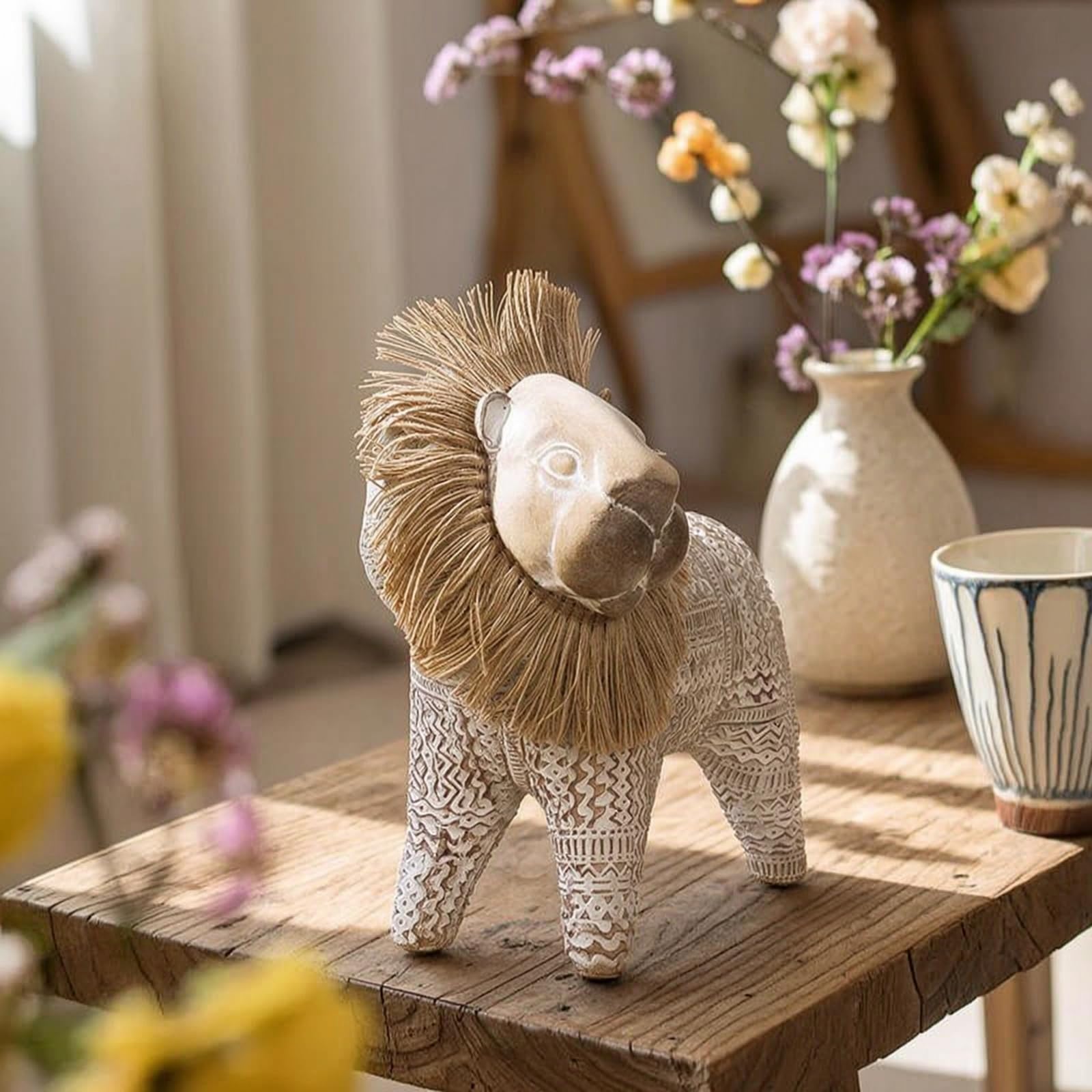 MagiDeal Estatua Decorativa Figura Escultura Adorno Animal con Relieve en Resina con Apariencia de Geometría Tallada Adecuada para Escritorio Oficina Estudio Salón