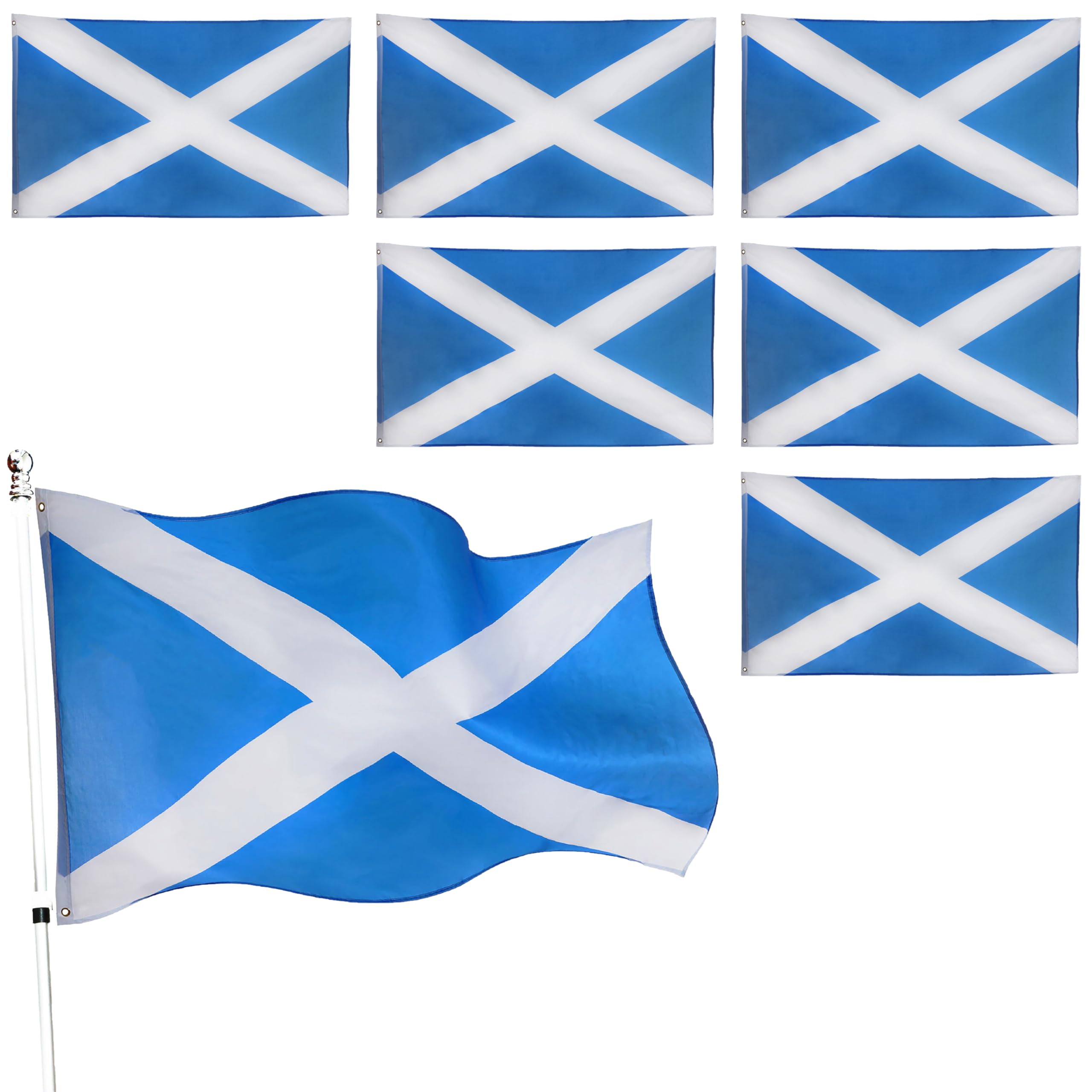 Scotland Flag St Andrew's Day Decoration - Pack of 6 - Scottish Large Flag with Grommets Approx 5 Ft x 3 Ft - Football, Rugby - Sporting Events, Street Parties, Festivals and Celebrations — image 1