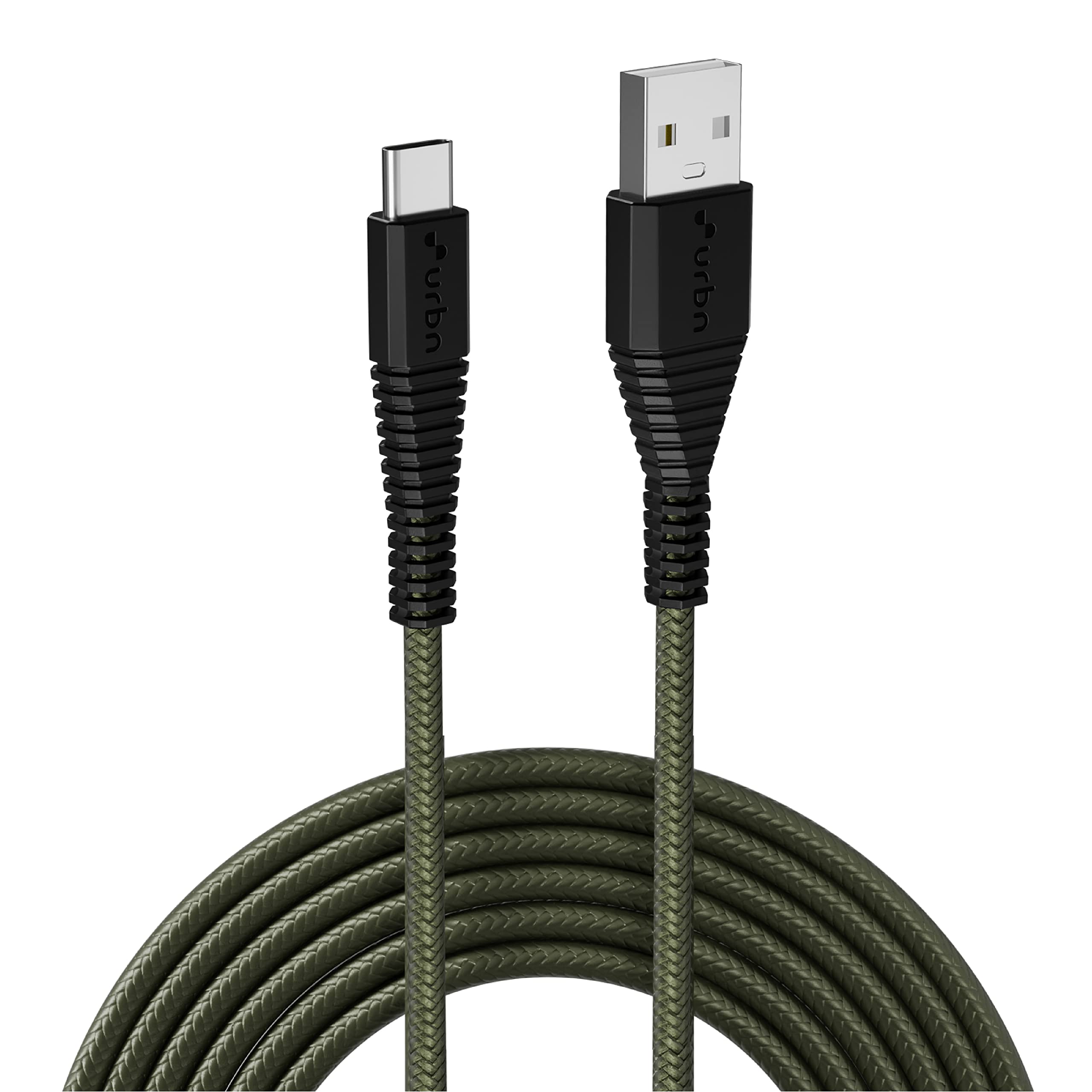 URBN USB Type-C 3.4A Fast Charging Cable (5ft) - Unbreakable Nylon Braided, Quick Charge Compatible with Samsung, OnePlus, and All C Type Devices - Charge & Data Transfer - Rugged Cable - Camo