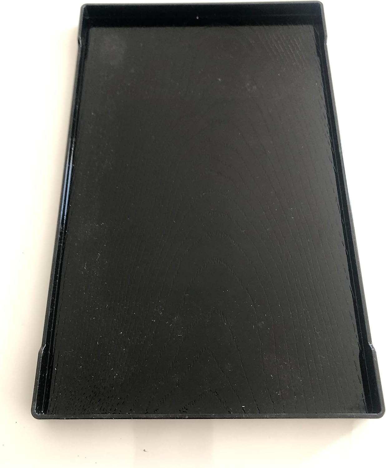 プラスチックブラック木目テクスチャラバーグリップ ノンスリップ長方形寿司プレートサービングトレイプレート 4個セット