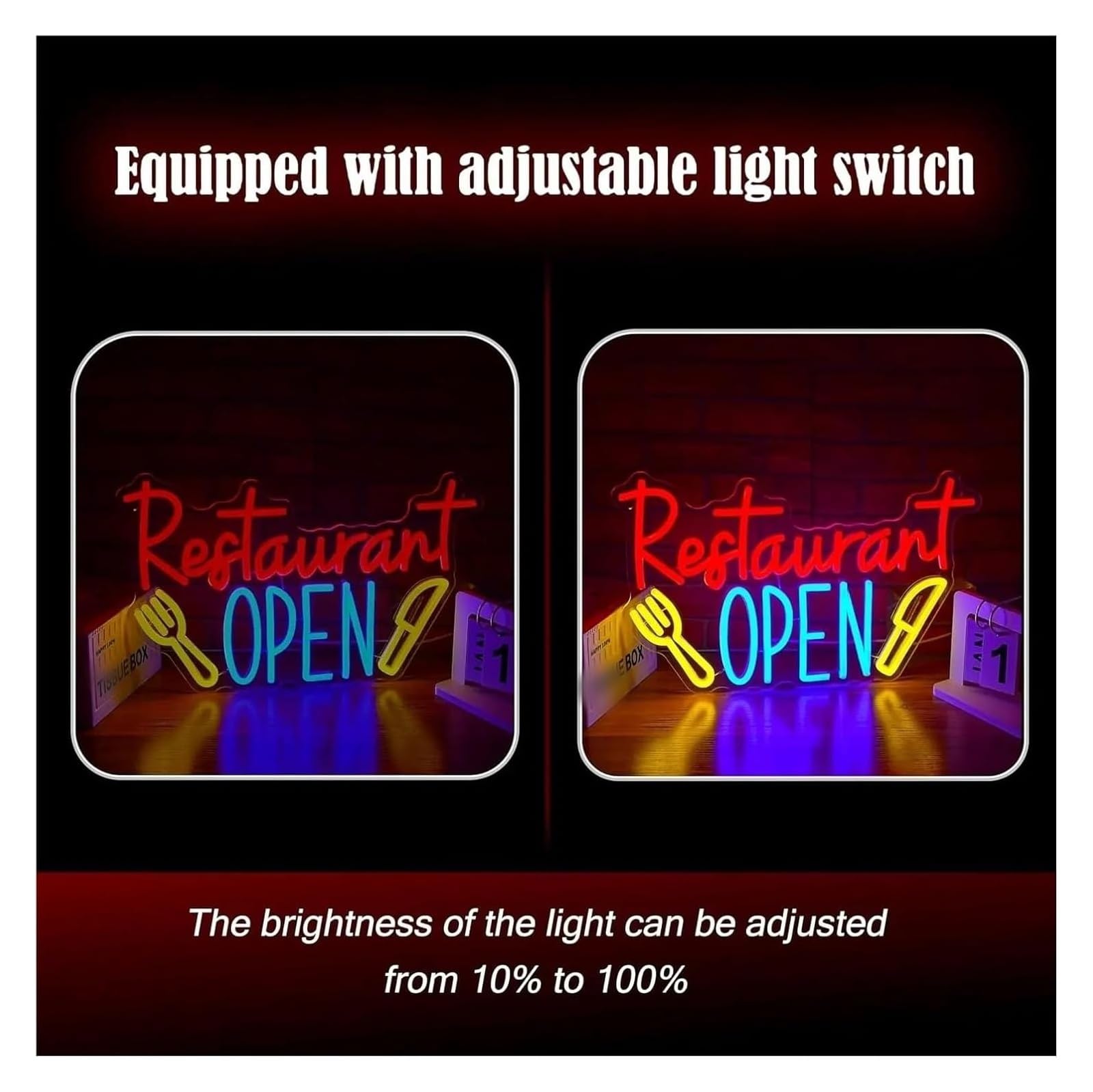 Decoración con luces de neón Letreros de neón decorativos, letreros regulables para restaurantes