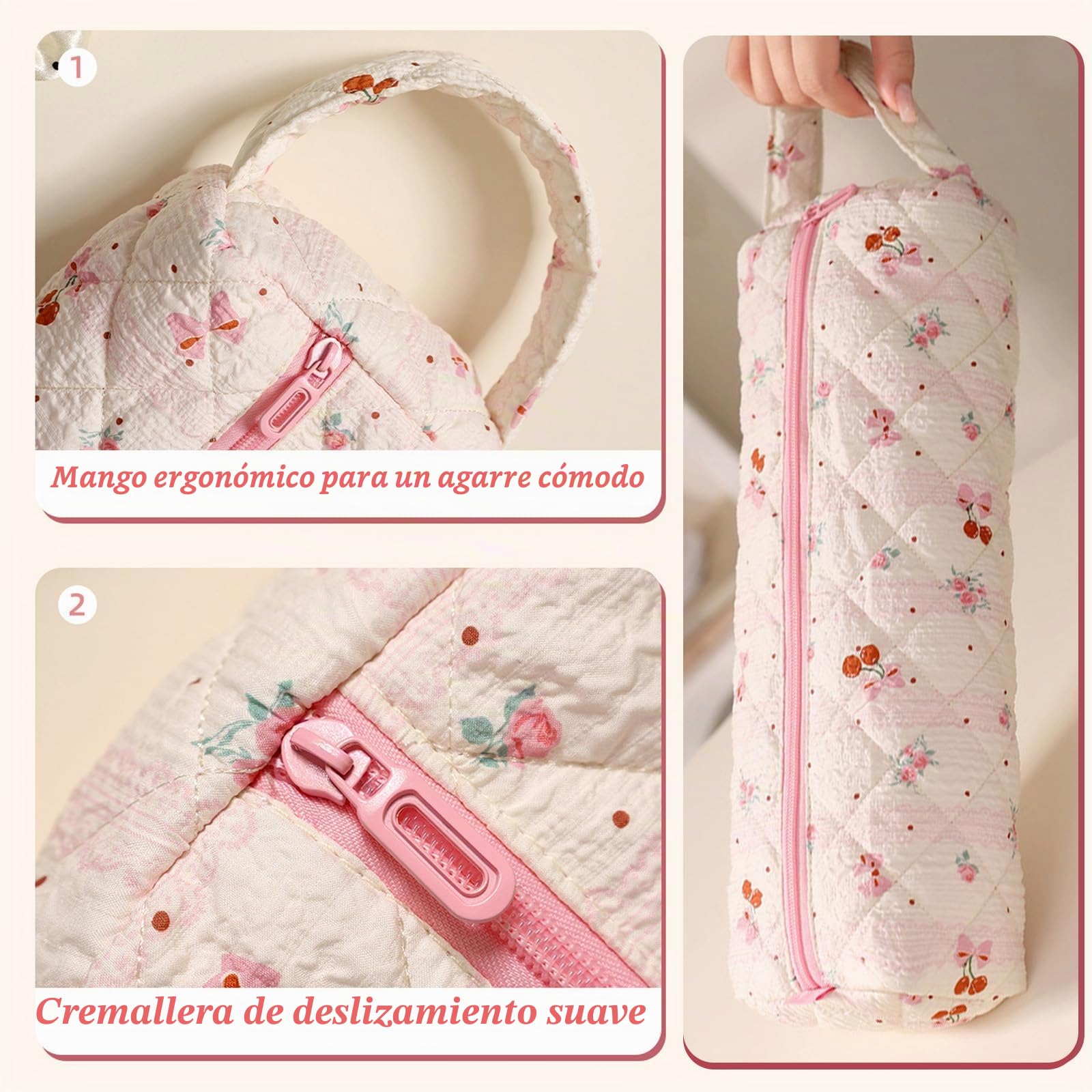 Rosa Claro Floral Bolsa De Almacenamiento De Viaje para Secador De Pelo, PortáTil Funda Plancha Pelo Y Rizador, Ligera Bolsas Viaje para Airwrap Styler Herramientas De PeluqueríA Organizador