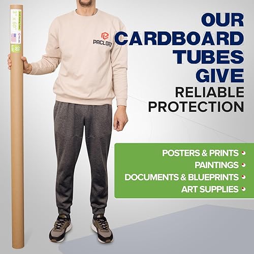 Miniatura 67 de Tubos de correo de papel kraft reforzado de 3 x 24 pulgadas, paquete de 4 tubos con 2 tapas cada uno, tubo de cartón fabricado en Estados Unidos