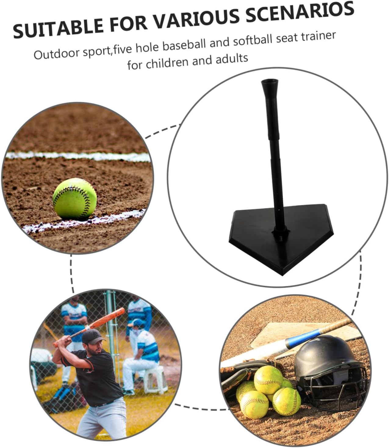 Baseball Batting Tee Trainer for Outdoor Practice with Rubber Tripod