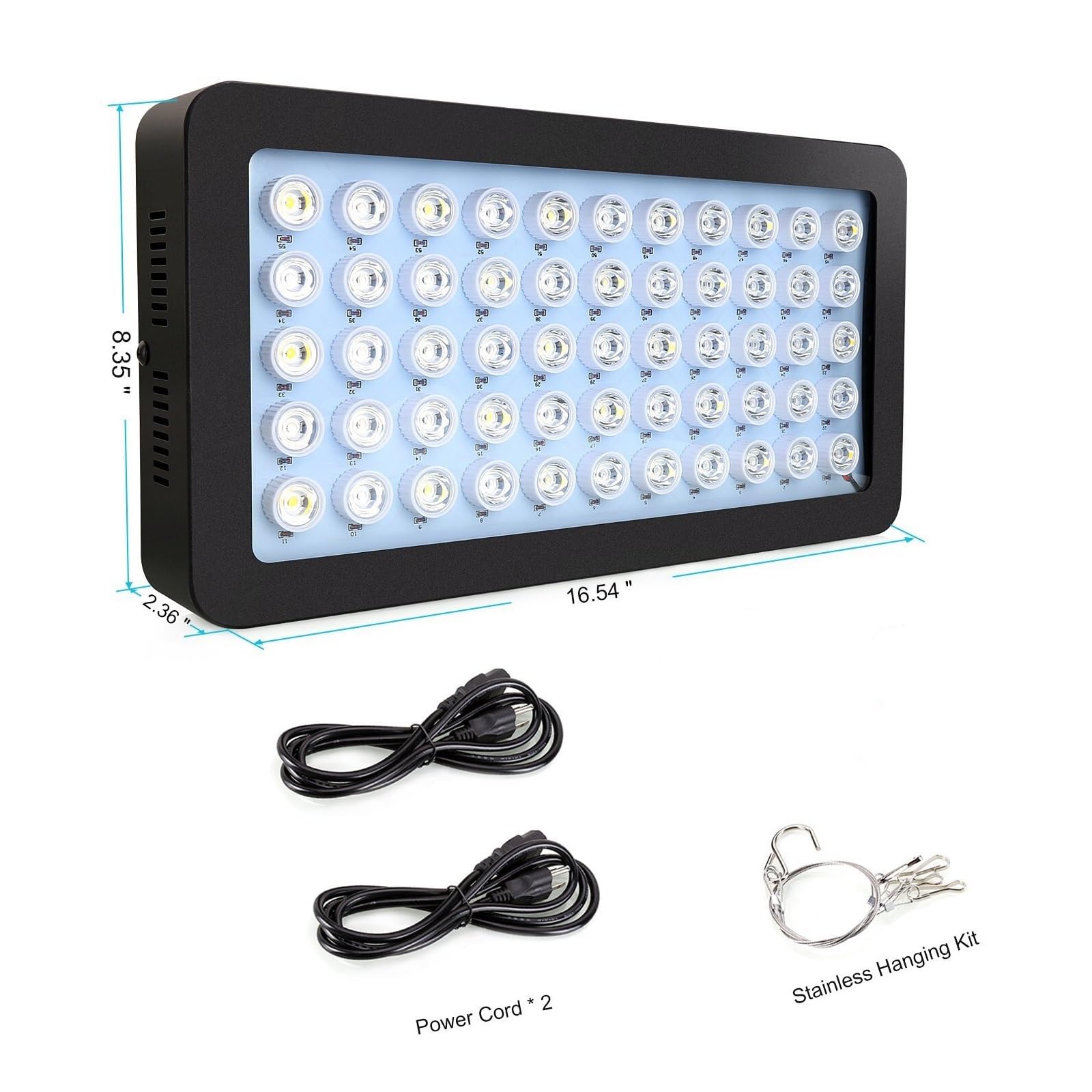 Oświetlenie LED do akwarium 165 W Pełne spektrum Możliwość przyciemniania Wzrost rafy koralowej w wodzie słodkiej i morskiej Z białym niebieskim LPS do akwarium z rybami