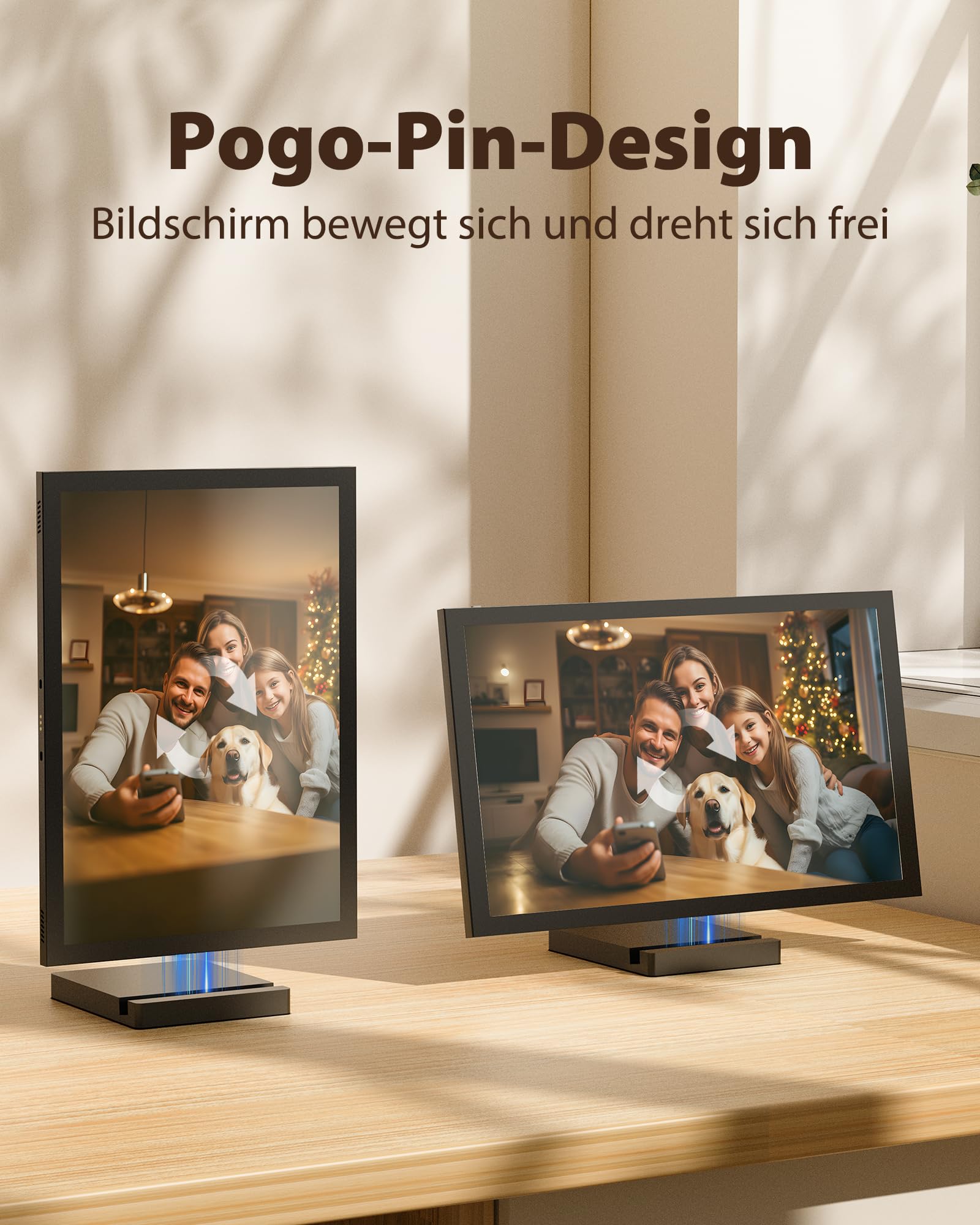 64 GB Frameo Digitaler Bilderrahmen 10,1 Zoll WLAN, 5000mAh Akku mit kabellosem Laden, HD IPS Touchscreen, Kalender & Ereigniserinnerung, Auto-Rotation, Foto- & Video-Übertragung via FRAMEO App